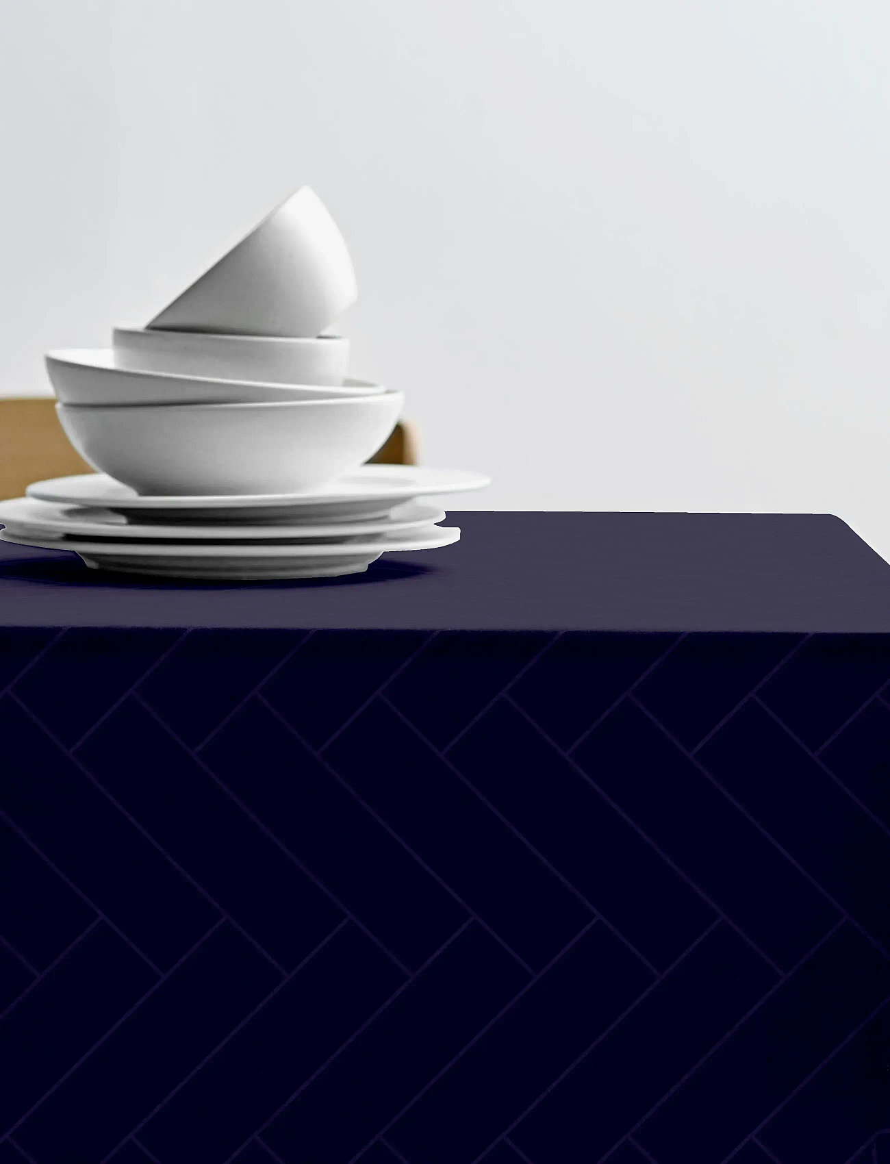 Södahl - Tablecloth 140x370 Tiles Damask Indigo - osta hinna alusel - indigo - 0