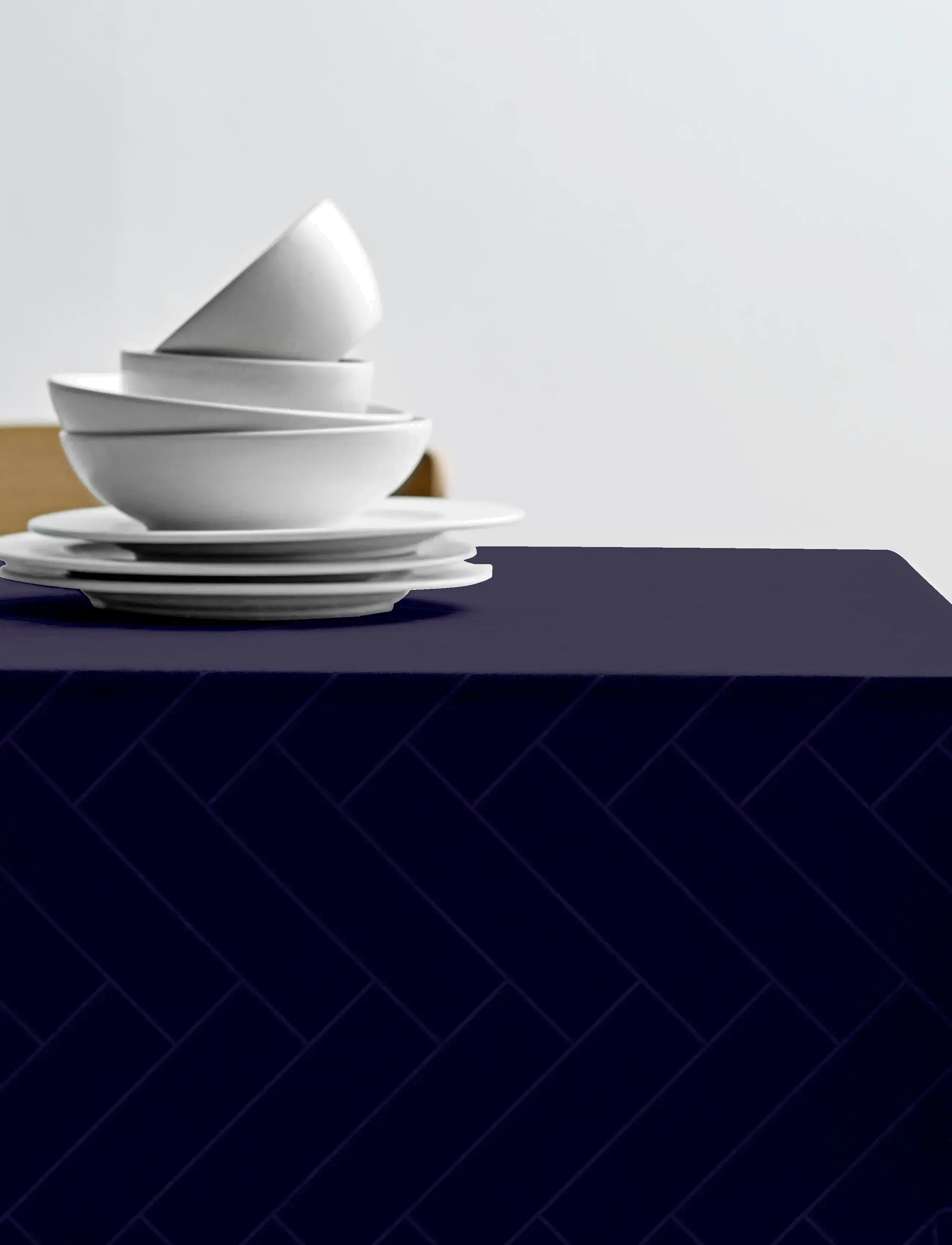 Tablecloth 140x370 Tiles Damask Indigo - INDIGO