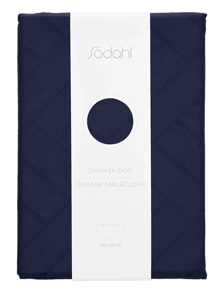 Södahl - Tablecloth 140x370 Tiles Damask Indigo - laudlinad - indigo - 3