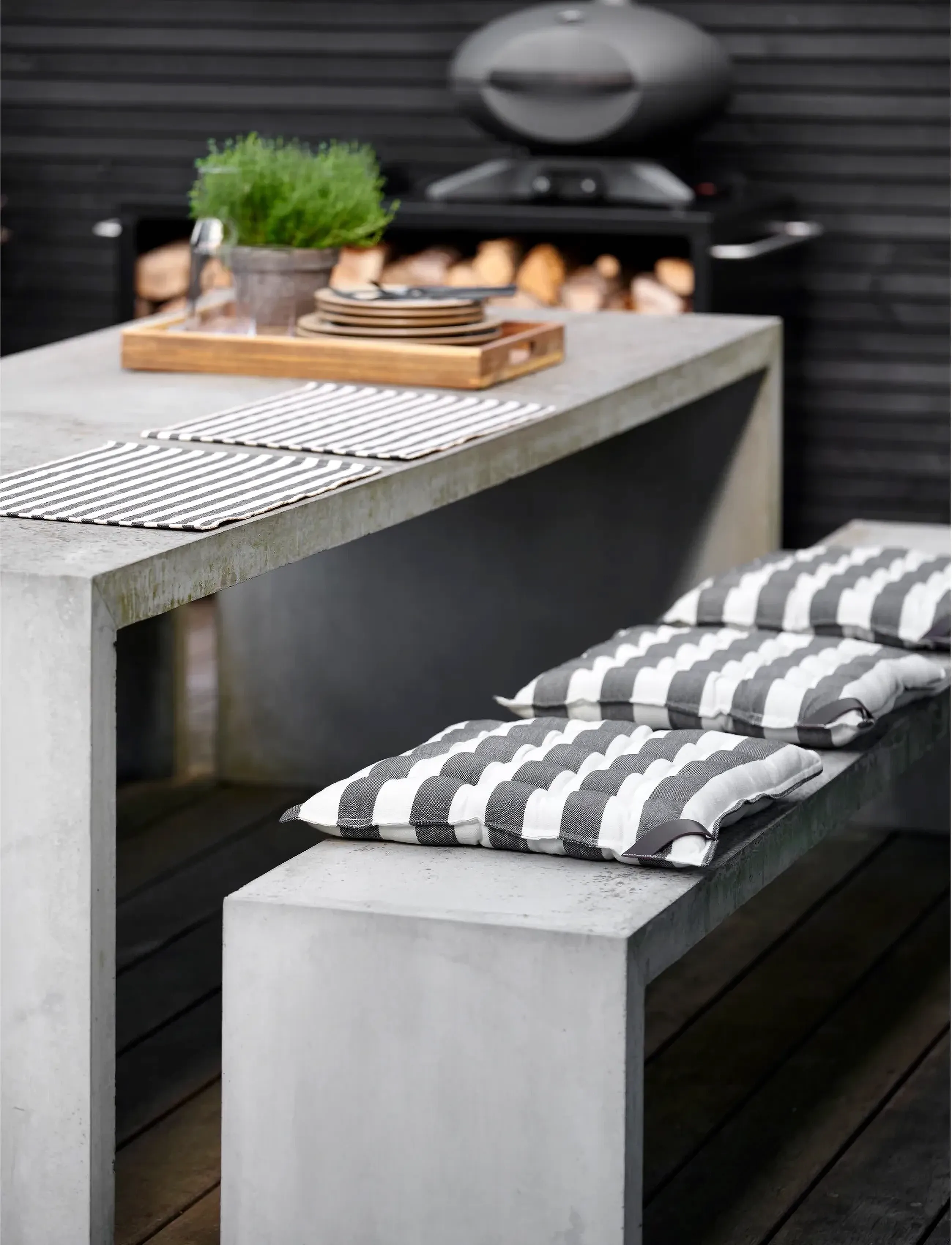 Södahl Dækkeserviet 33X48 2-Pk Statement Stripe Ash, cm x 48, Kitchen Textiles, Grün - Placemats, Homeware