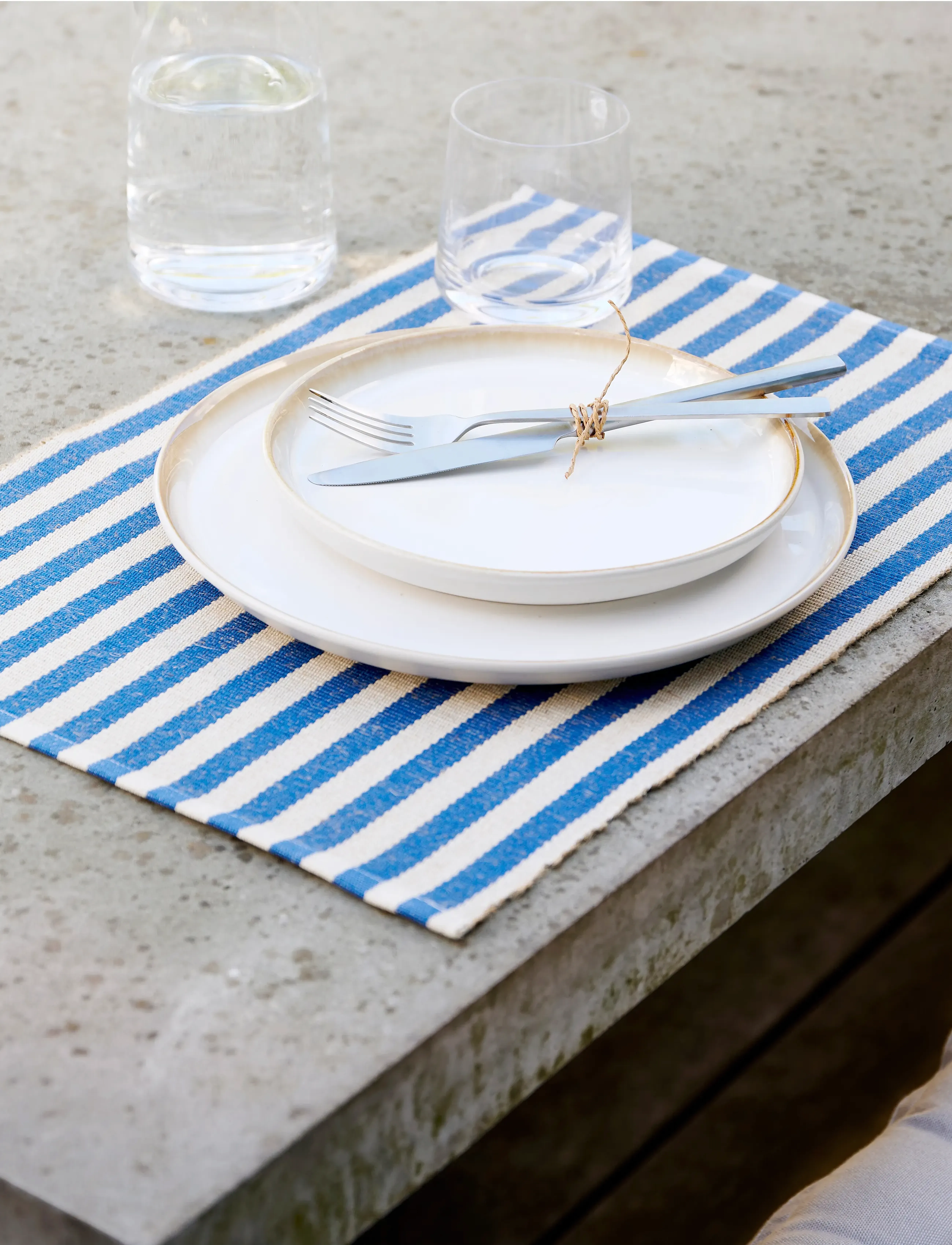 Södahl - Dækkeserviet 33x48 2-pk Statement Stripe Blue - laveste priser - blue - 3