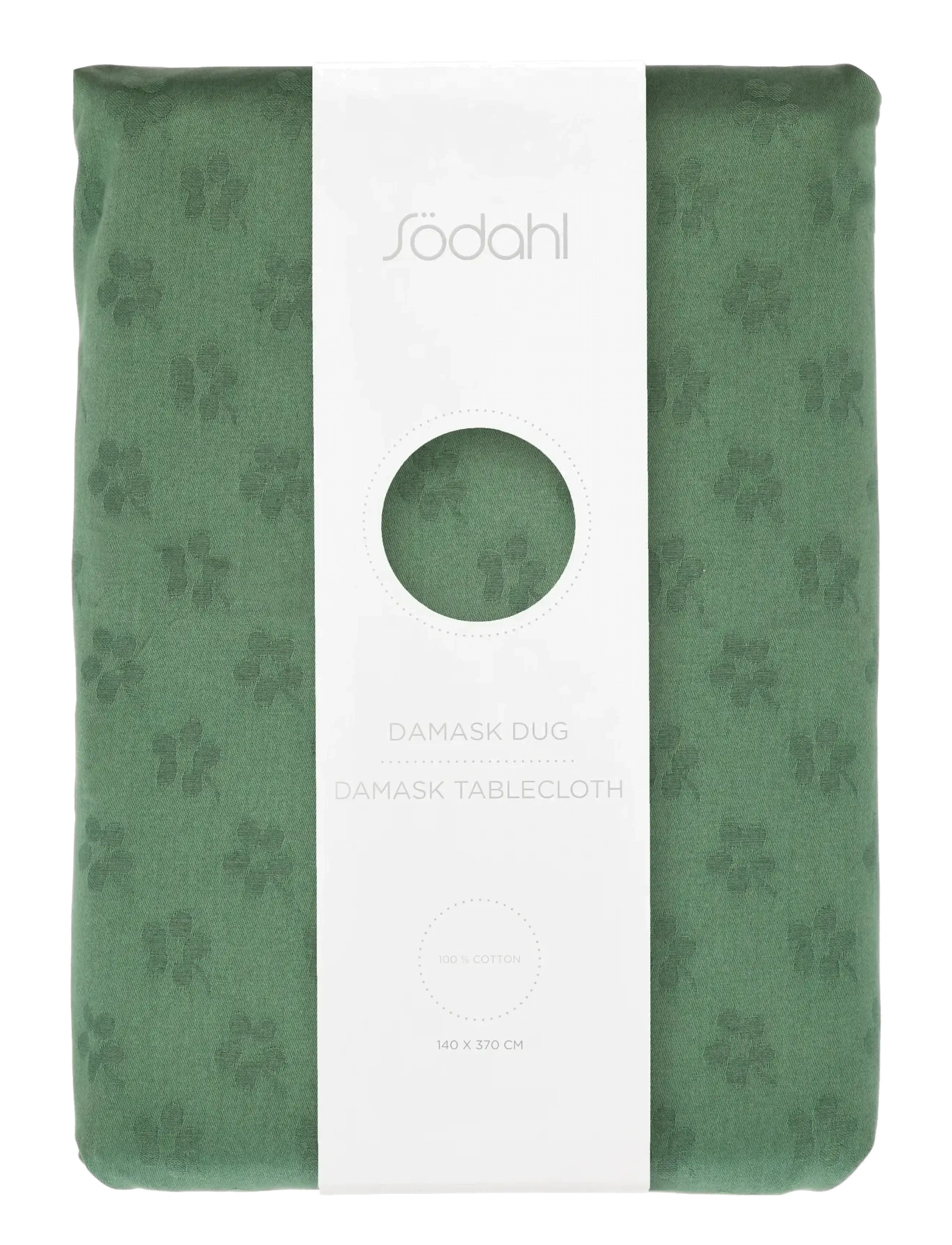Södahl - Dug 140x370 Forget-me-not Damask Green - duge & bordløbere - green - 1