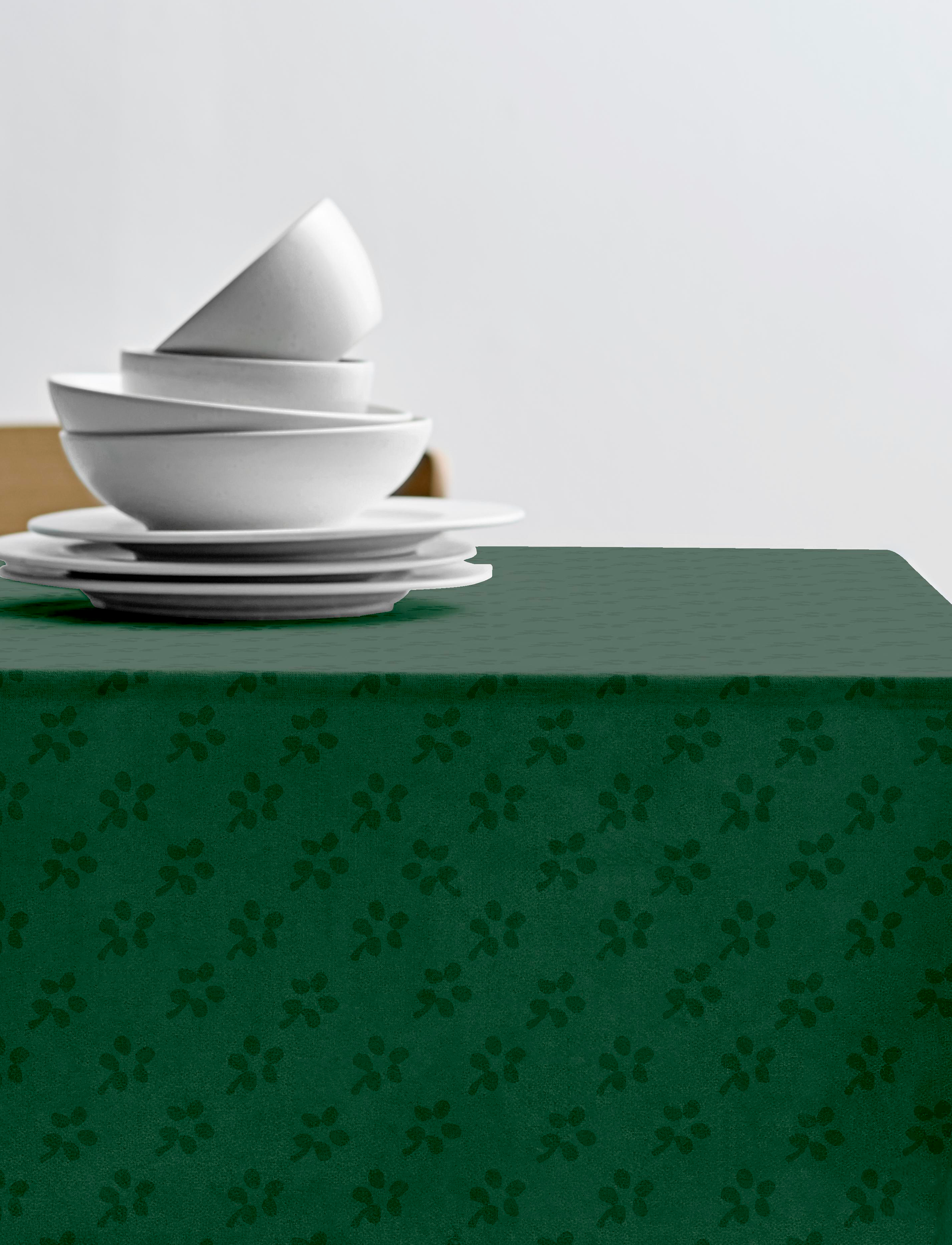 Södahl Dug Dia160 Forget-Me-Not Damask Green, Ø 160 cm 38, Green, Køkkentekstiler > Duge Og Bordløbere, Unisex