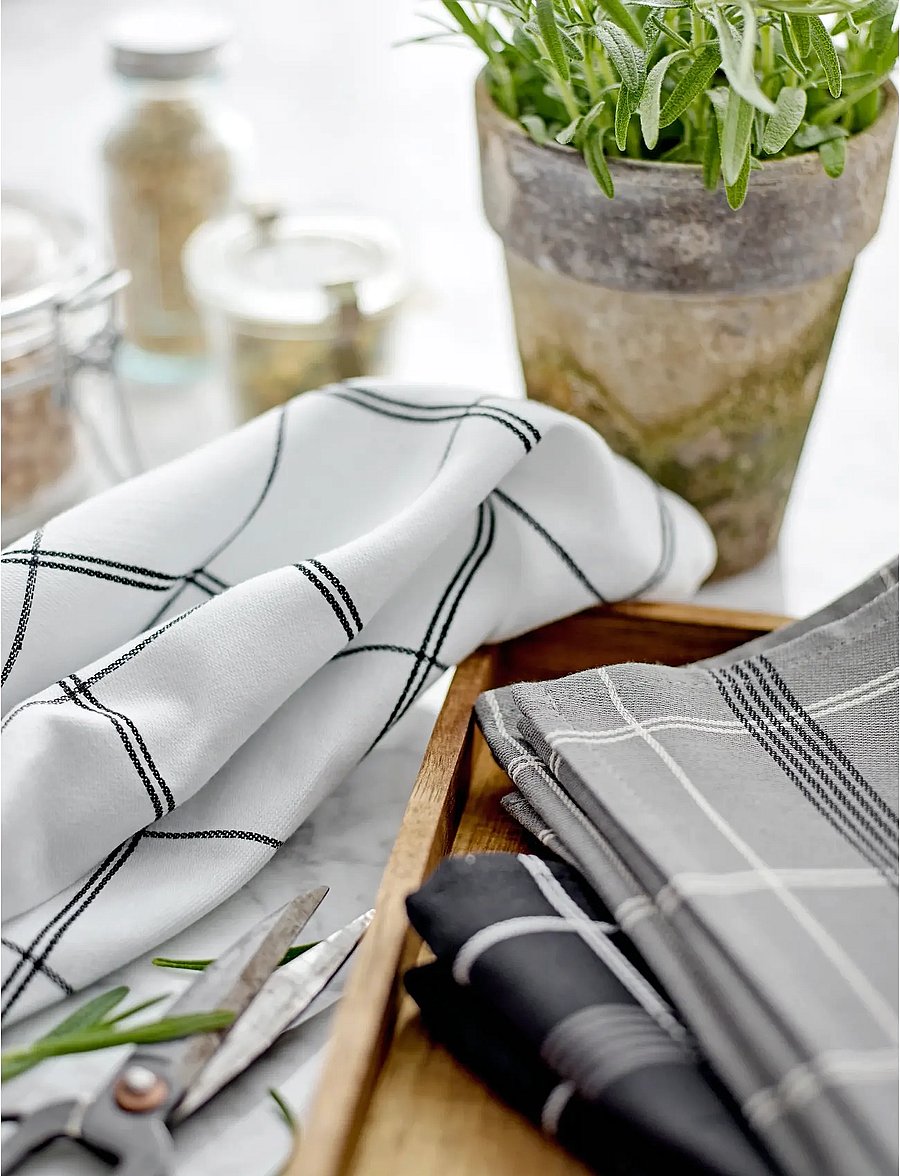 Södahl - Tea towel 50x70 Minimal Black - köögirätikud - black/white - 0