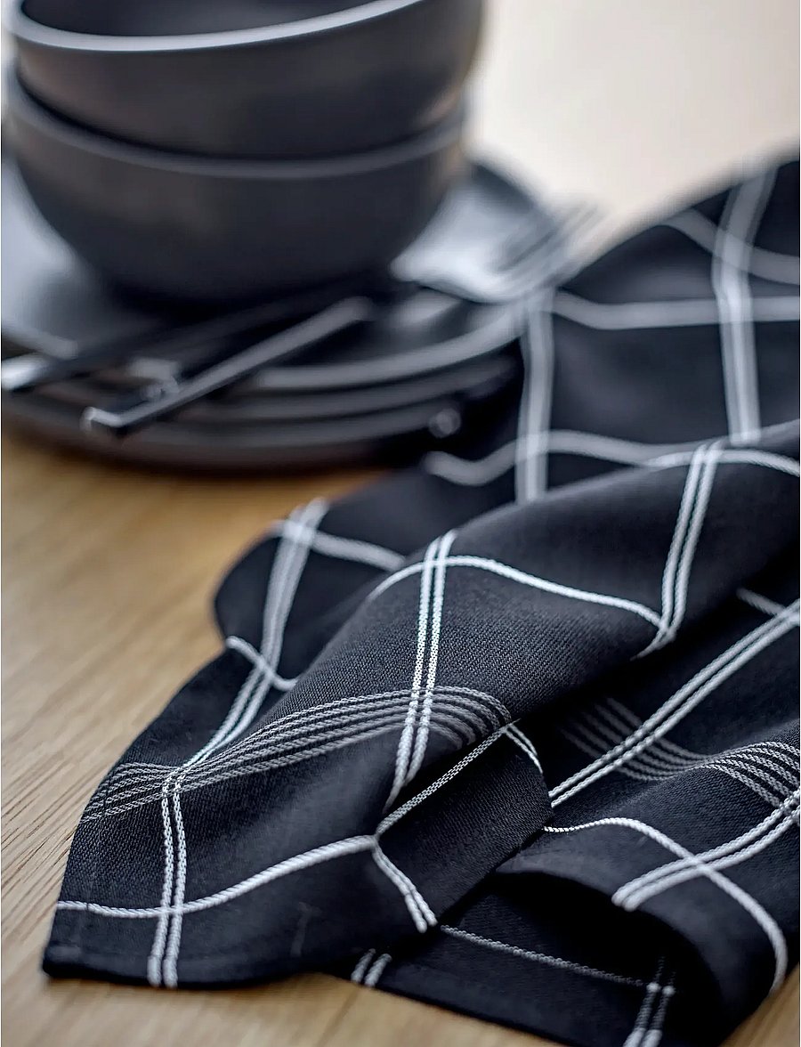 Södahl - Tea towel 50x70 Minimal Black - köögirätikud - black/white - 2