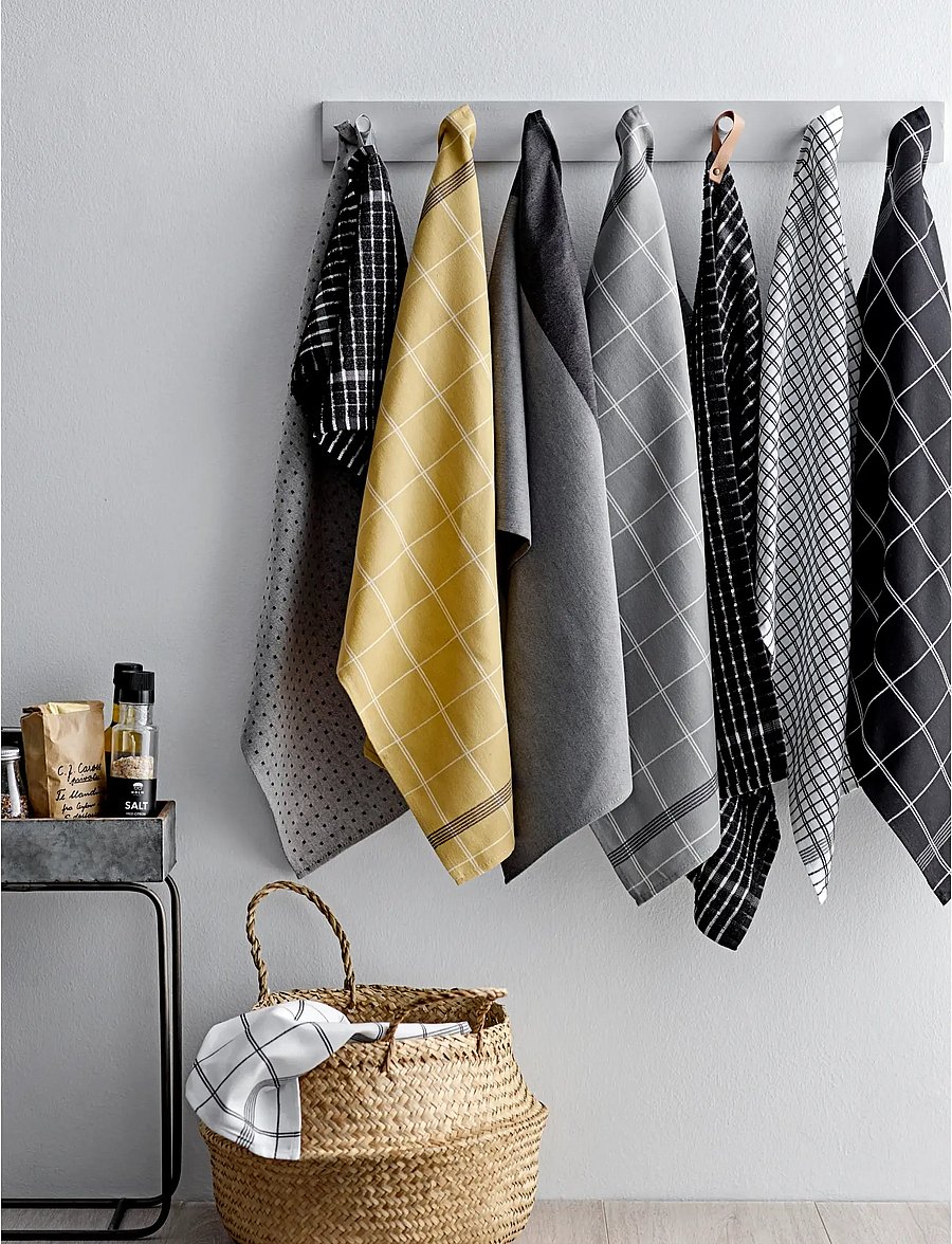 Södahl - Tea towel 50x70 Minimal White - köögirätikud - white/black - 0