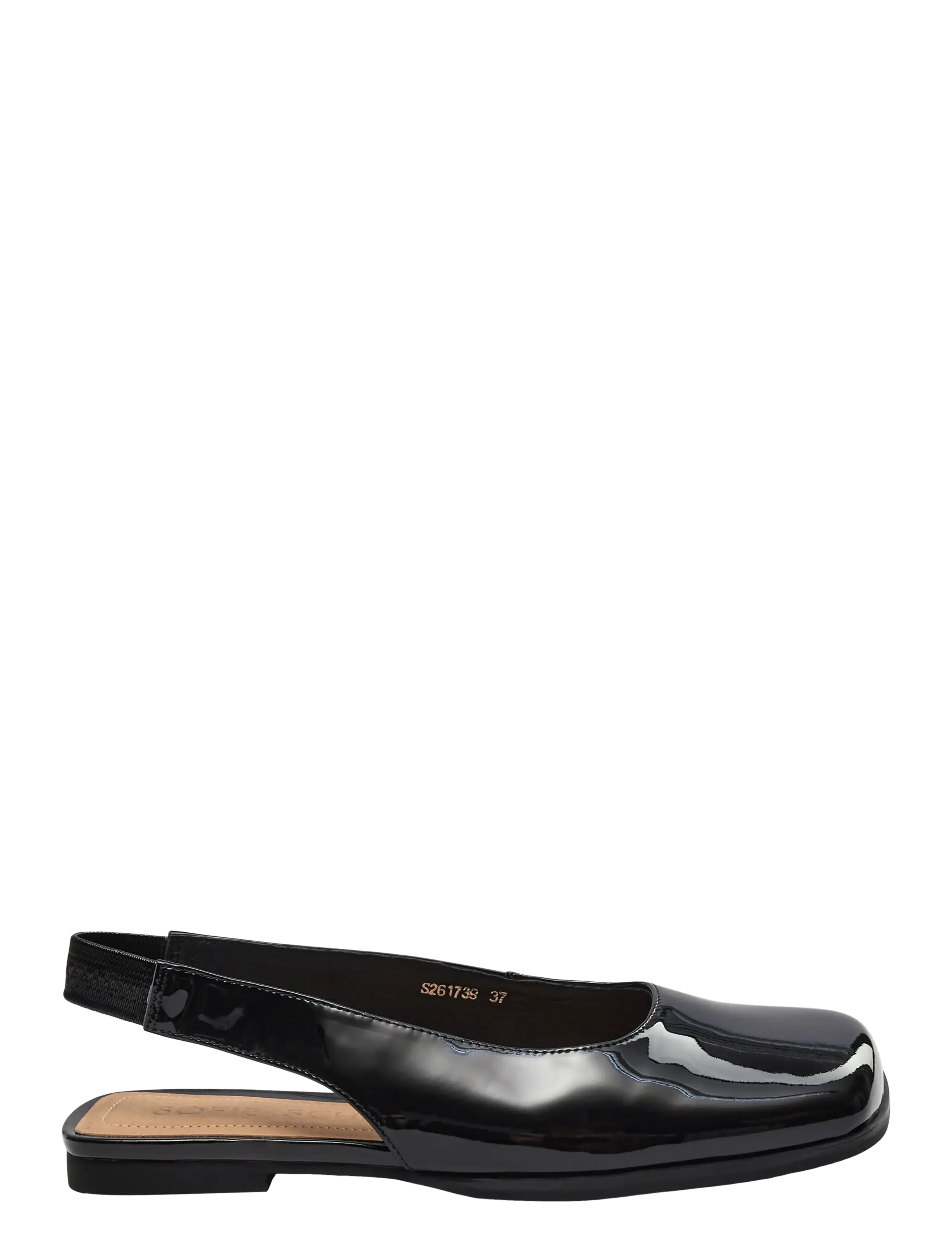 Sofie Schnoor Sandysw Patent Flat Shoe, Kvinder, Slingback Flad Sko, Sort, Str: 36