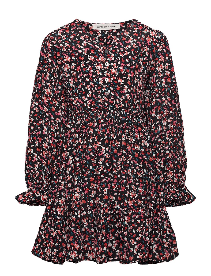Sofie Schnoor Young - AureaSY Dress - long-sleeved casual dresses - black flower - 0