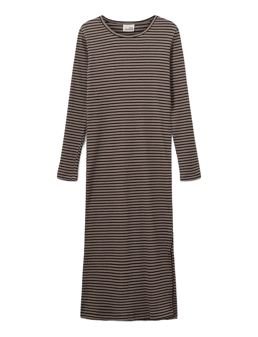 Sofie Schnoor Young - FACITASY DRESS - langærmede hverdagskjoler - brown striped - 0