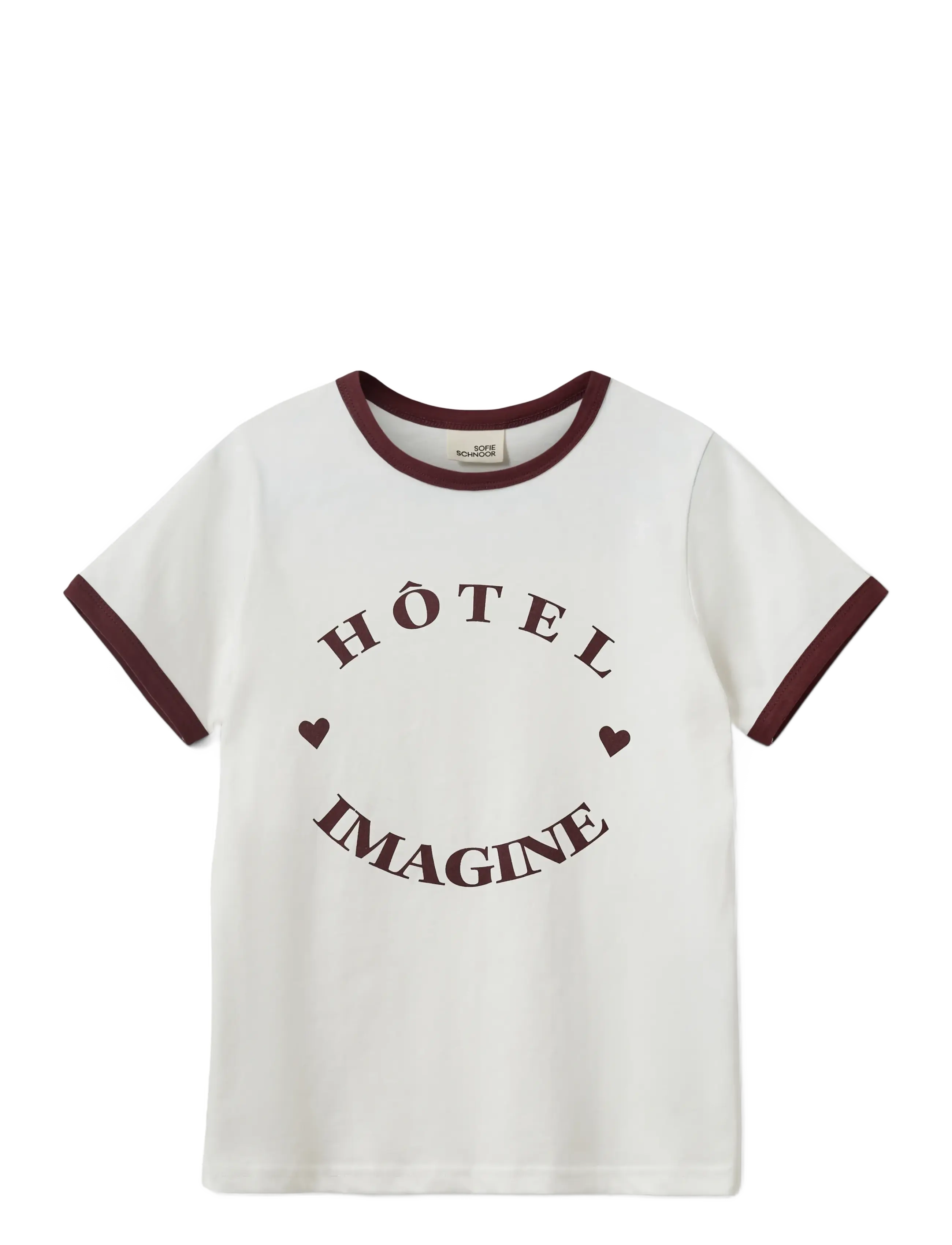Sofie Schnoor Young MAGGIESY T-SHIRT - Tøj - SNOW WHITE / burgundy