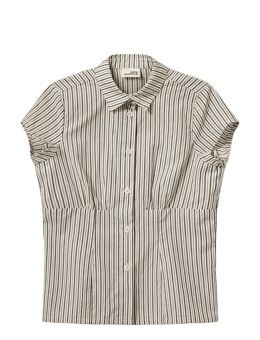 Sofie Schnoor Young - LilyanSY Shirt - lühikeste varrukatega särgid - brown striped - 0
