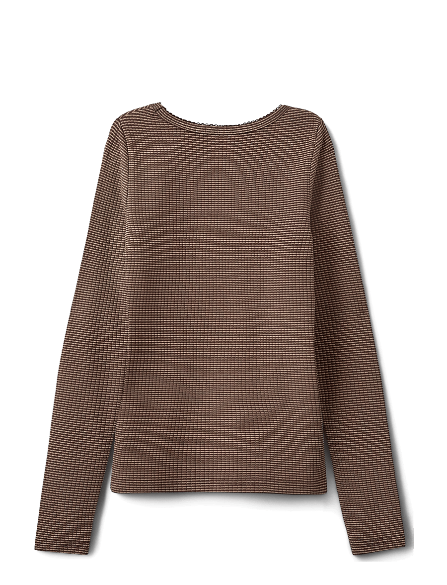 Sofie Schnoor Young - PETRICIASY T-SHIRT LONG SLEEVE - långärmade t-shirts - brown striped - 1