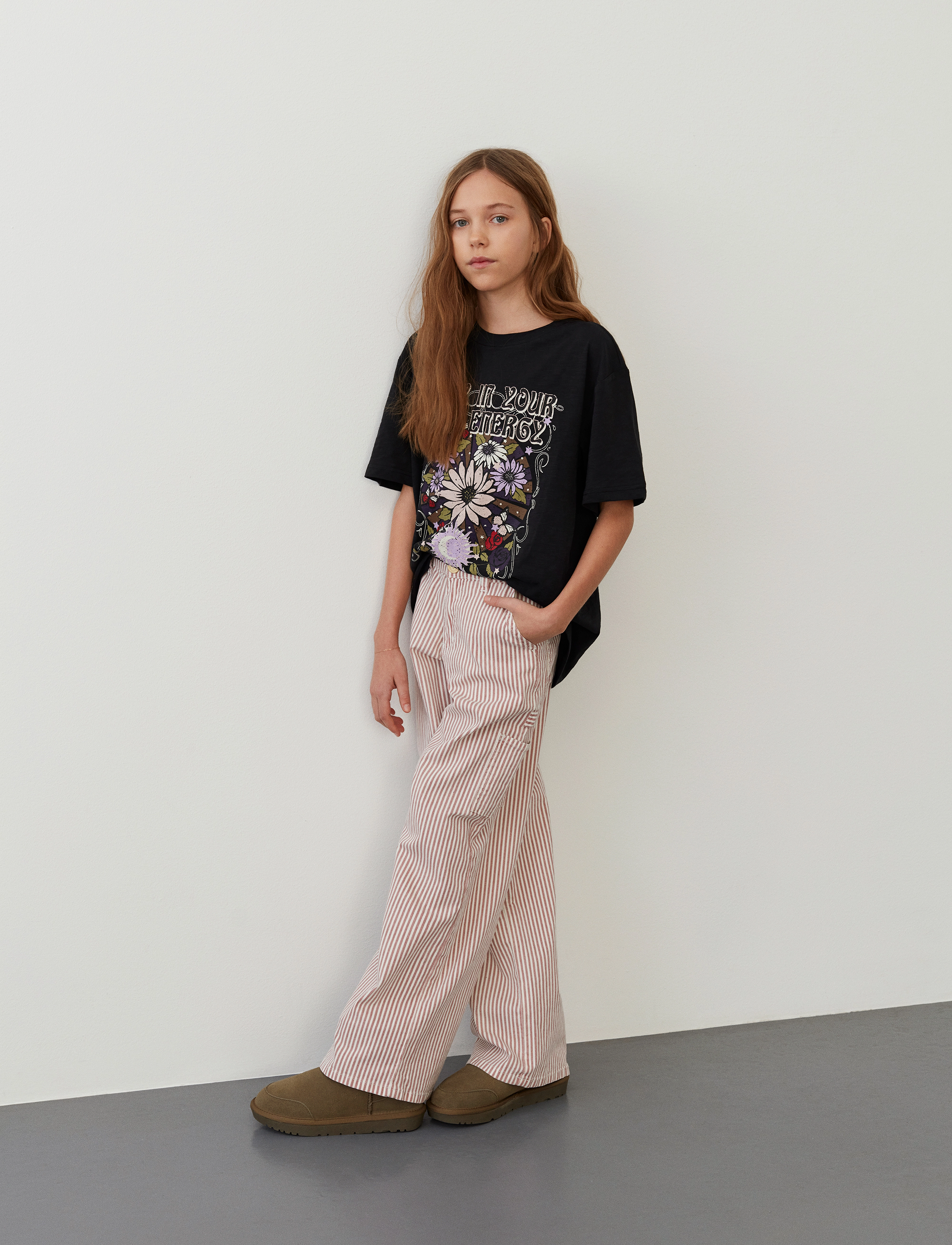 Sofie Schnoor Young Gittesy Trousers, Børn, Stribede Wide Leg Cargo Bukser, Rød, Str: 140