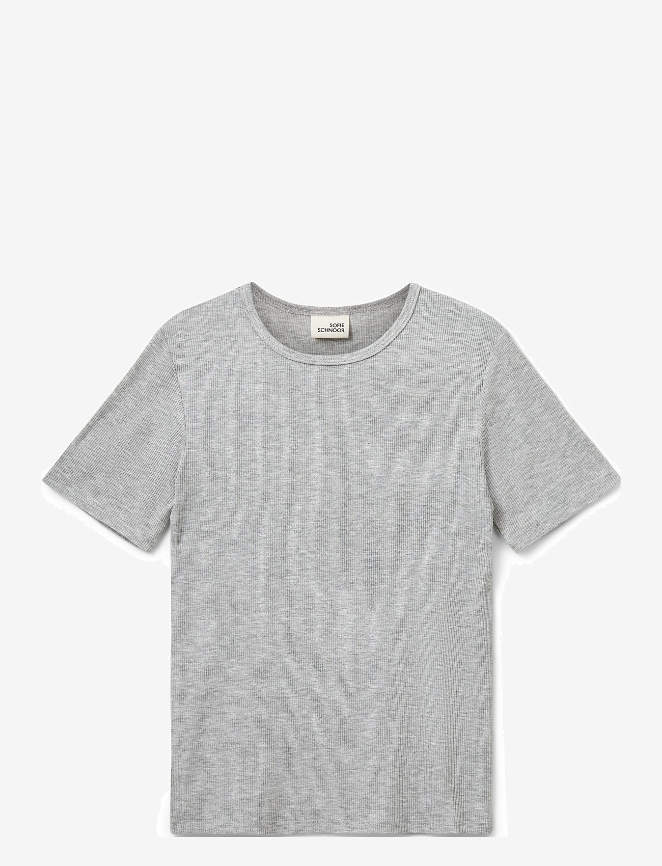 Sofie Schnoor Young - NATALIASY RIB T-SHIRT - kortærmede t-shirts - grey mel - 0