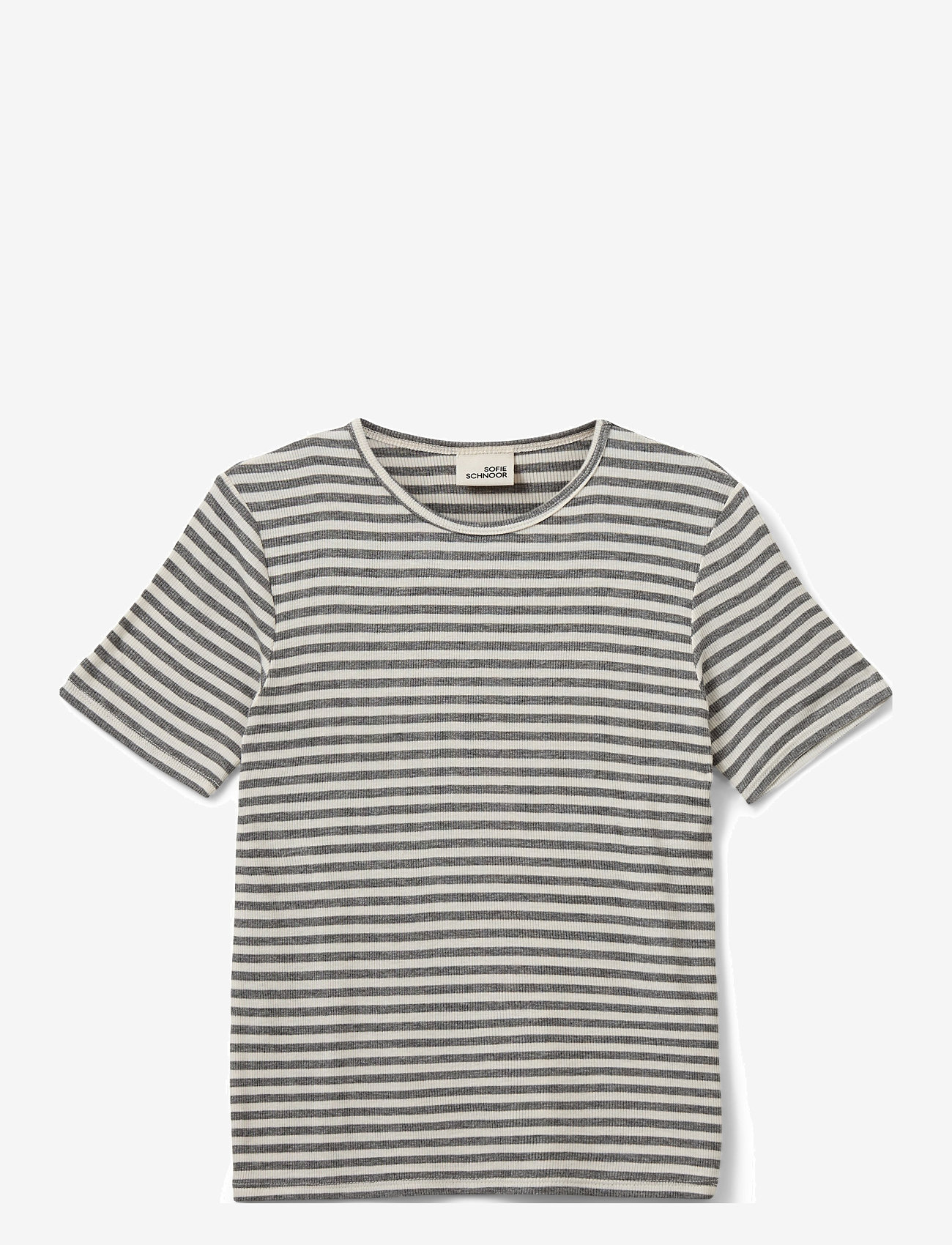 Sofie Schnoor Young - NATALIASY RIB T-SHIRT - lühikeste varrukatega t-särgid - grey striped - 0