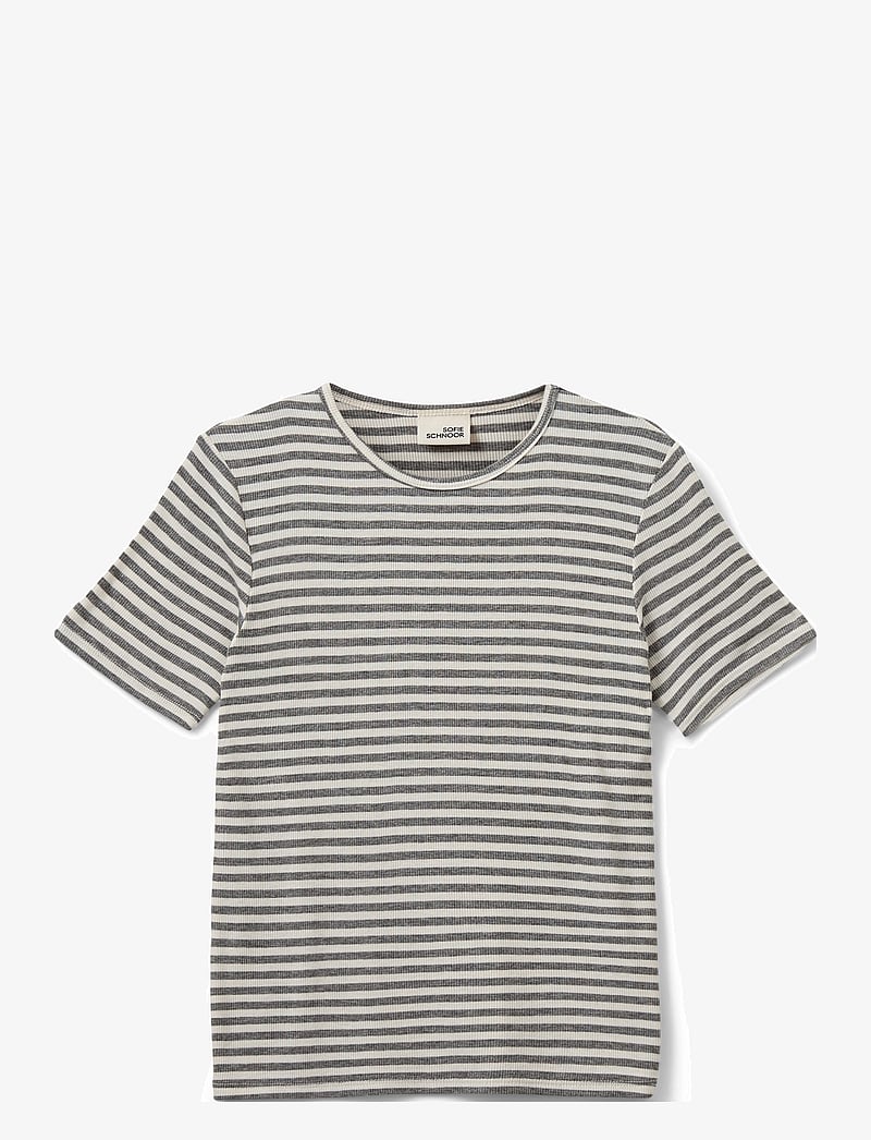 Sofie Schnoor Young - NATALIASY RIB T-SHIRT - lühikeste varrukatega t-särgid - grey striped - 0