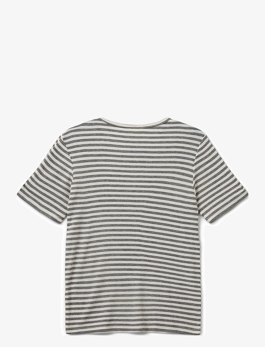 Sofie Schnoor Young - NATALIASY RIB T-SHIRT - short-sleeved t-shirts - grey striped - 1