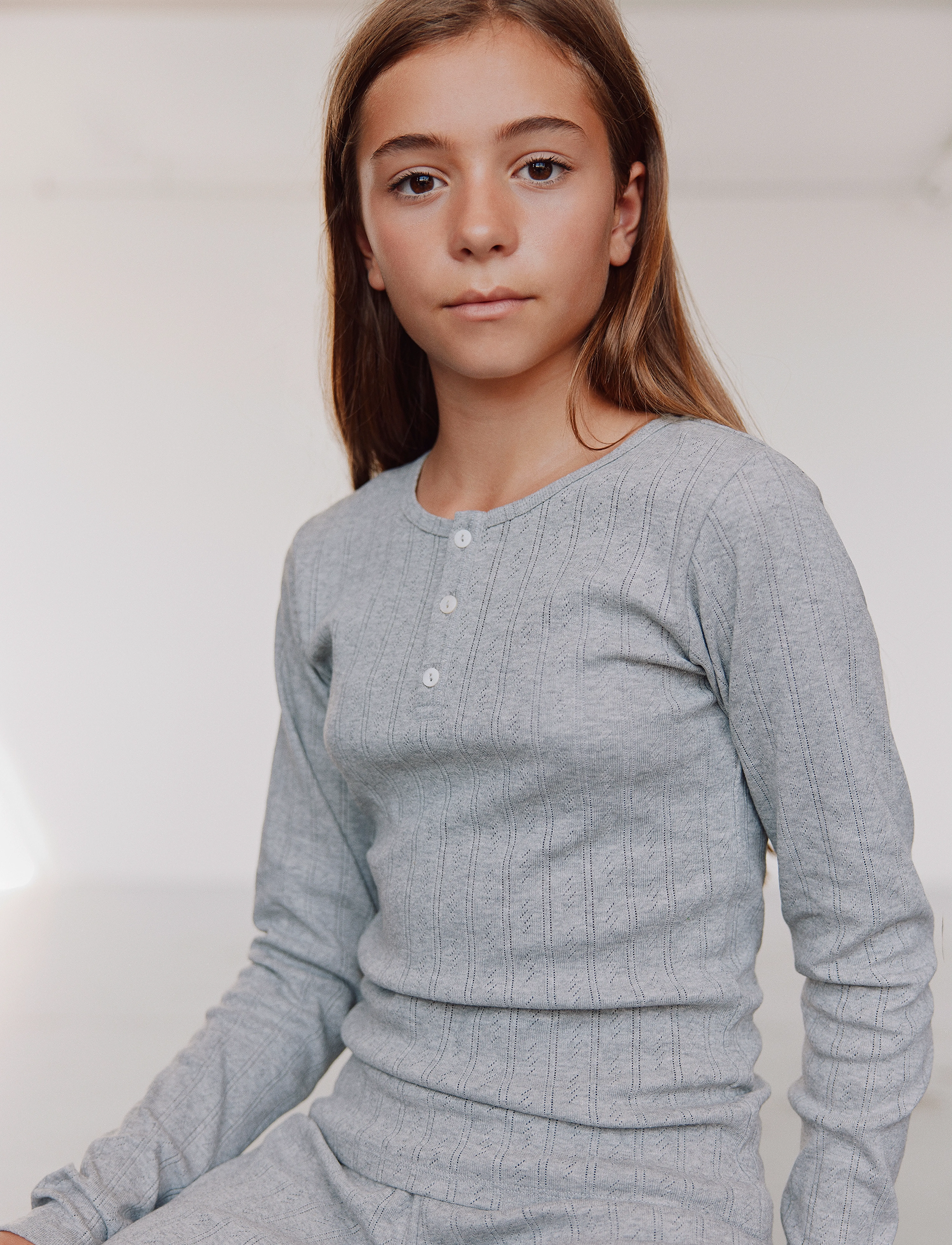 Sofie Schnoor Young PETRICIASY POINTELLE LONGSLEEVE TEE - Topi un T-krekli - GREY MEL / grey
