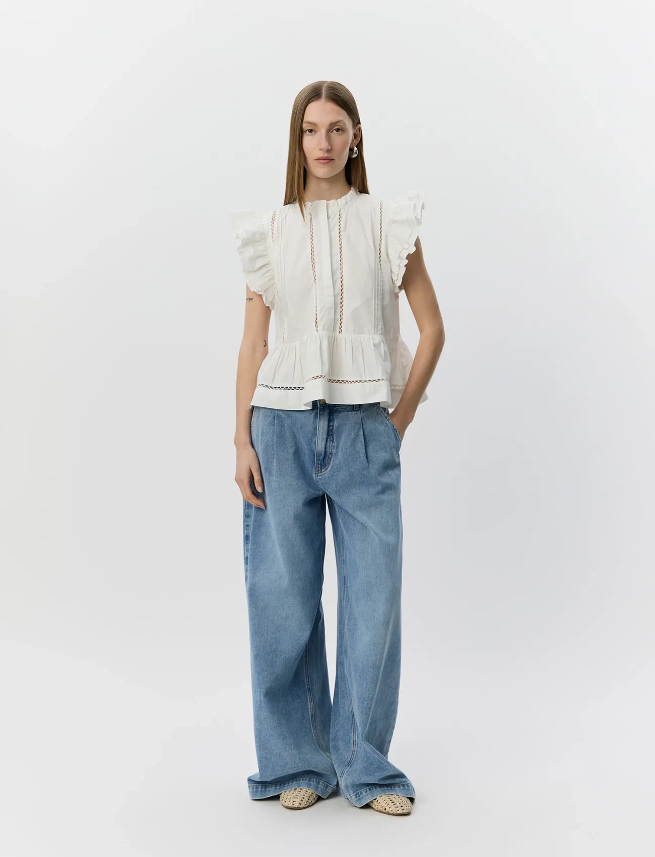 Sofie Schnoor Juliensw Frill Cotton Top - Beige - 34 2