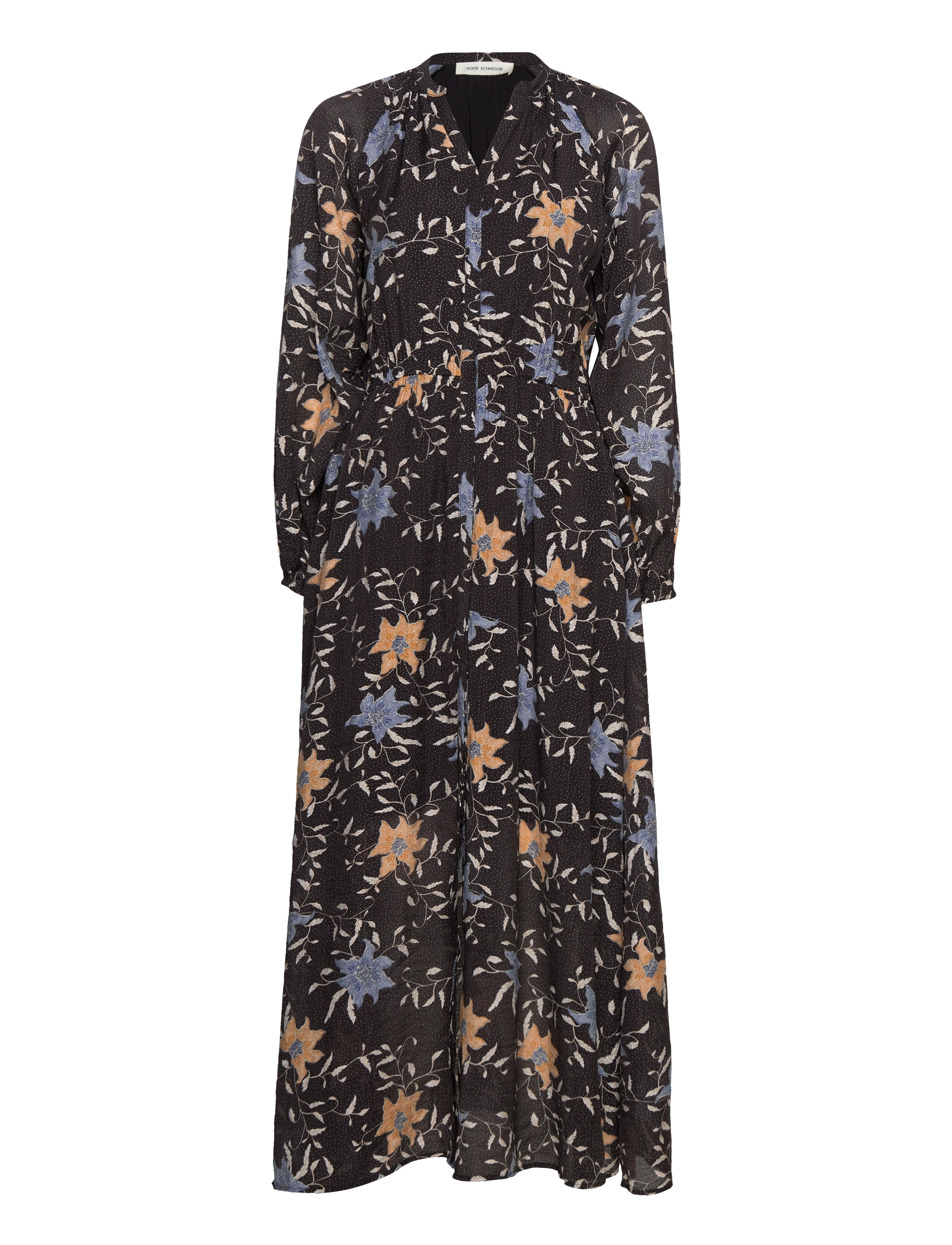 Sofie Schnoor Dress, Kvinder, Blomstret Maxikjole, Sort, Str: S