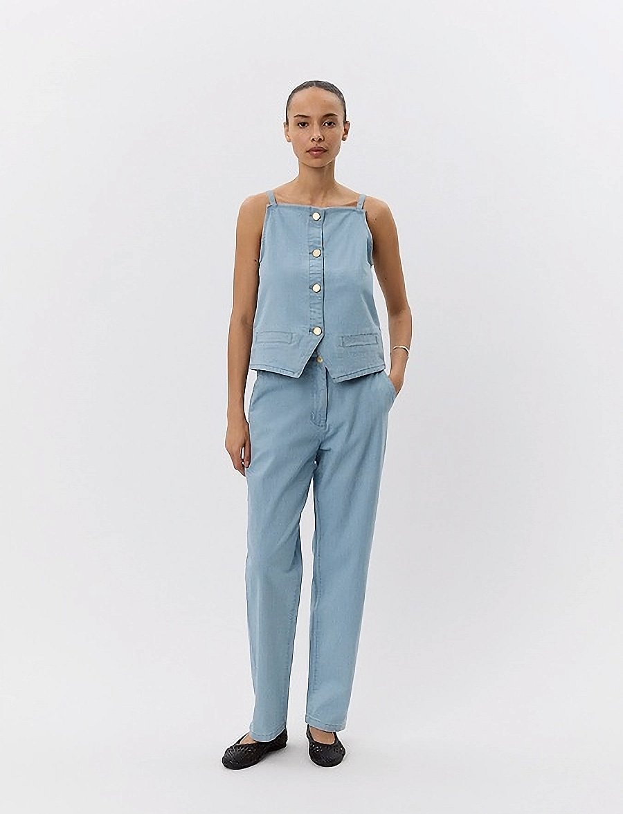 Sofie Schnoor - DEMISW VEST - džinsa veste - light blue striped - 3