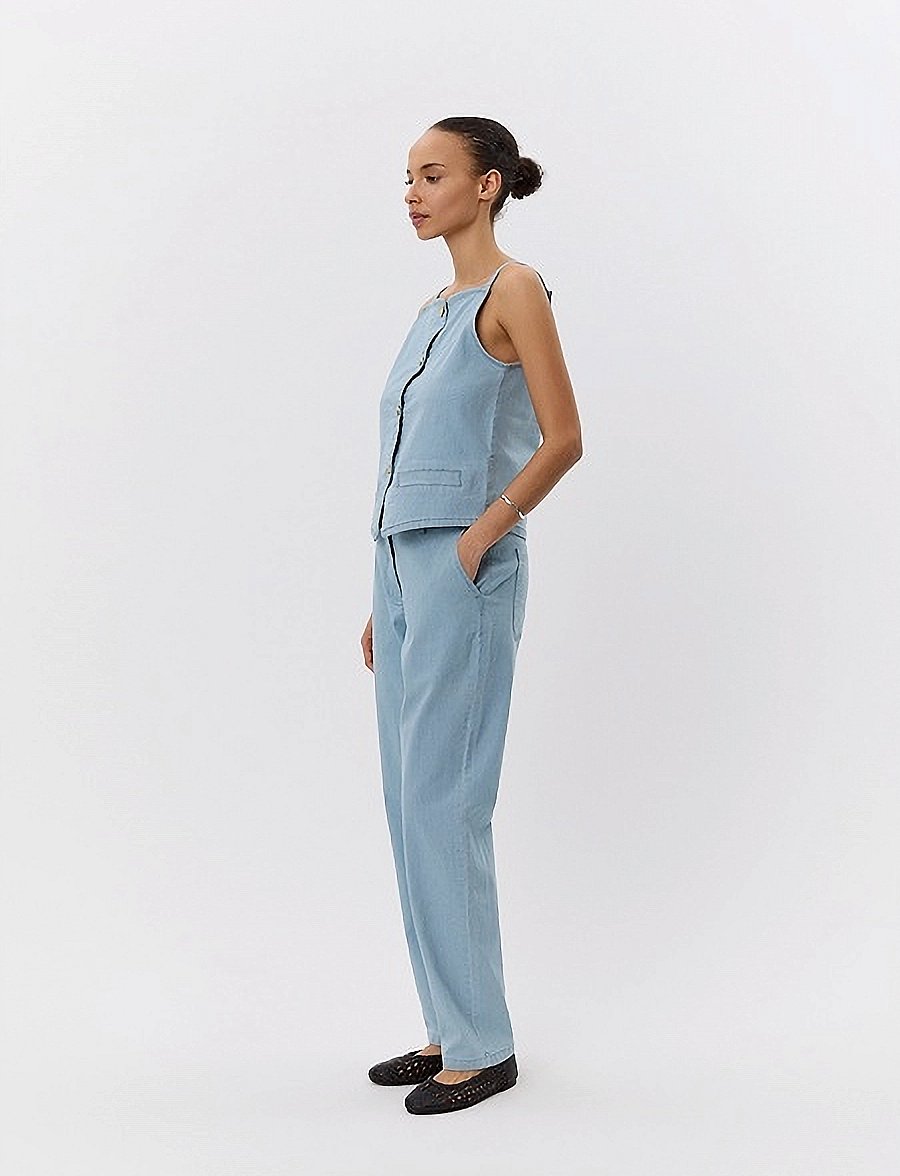 Sofie Schnoor - DEMISW VEST - džinsa veste - light blue striped - 4