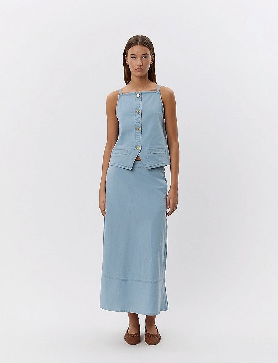 Sofie Schnoor - SELIASW SKIRT - midi nederdele - light blue striped - 0