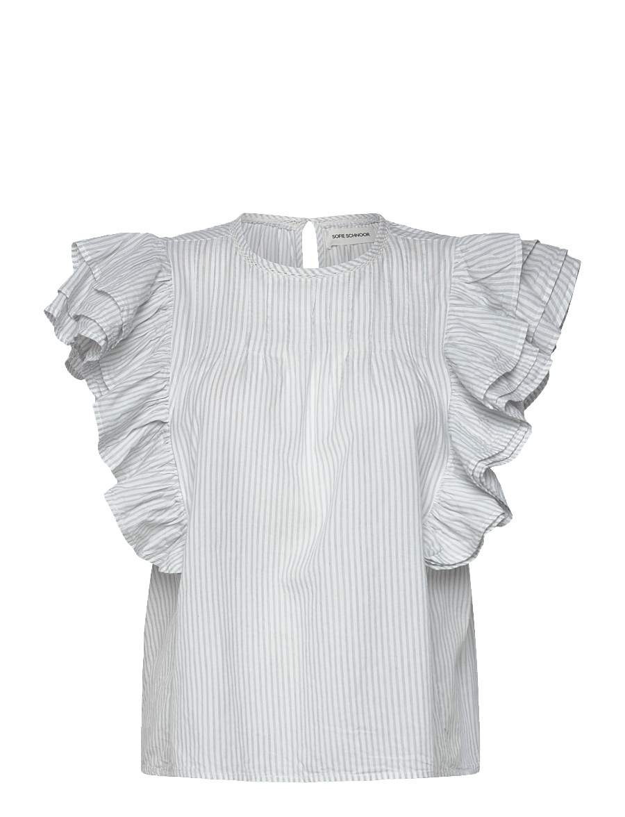 Sofie Schnoor - SAMARASW TOP - kurzärmelige blusen - off white - navy - 1