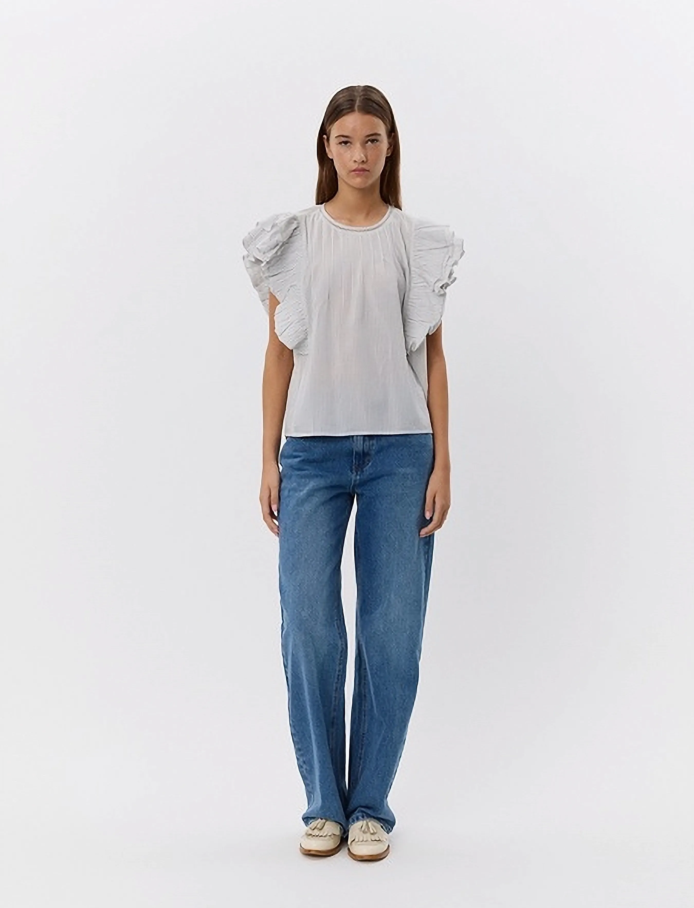 Sofie Schnoor - SAMARASW TOP - kortärmade blusar - off white - navy - 3