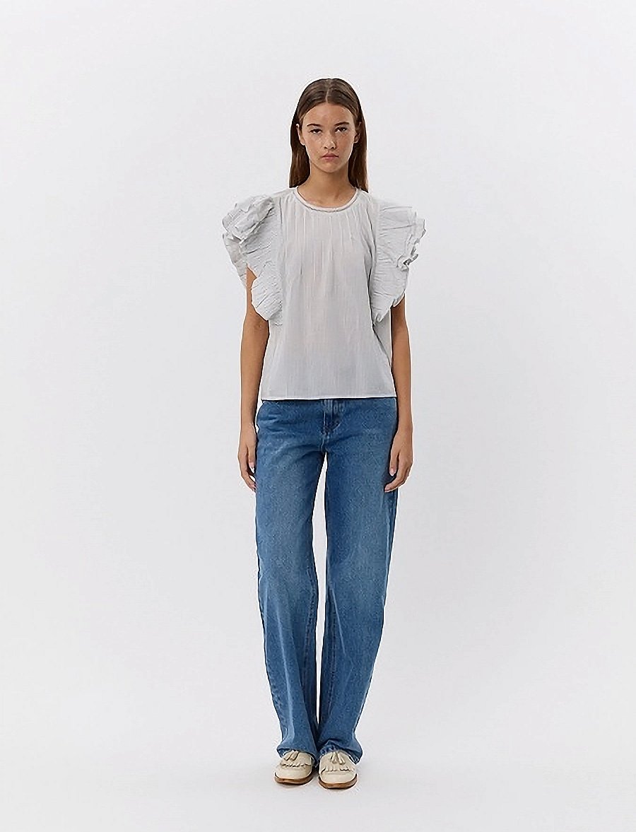 Sofie Schnoor - SAMARASW TOP - kurzärmelige blusen - off white - navy - 3