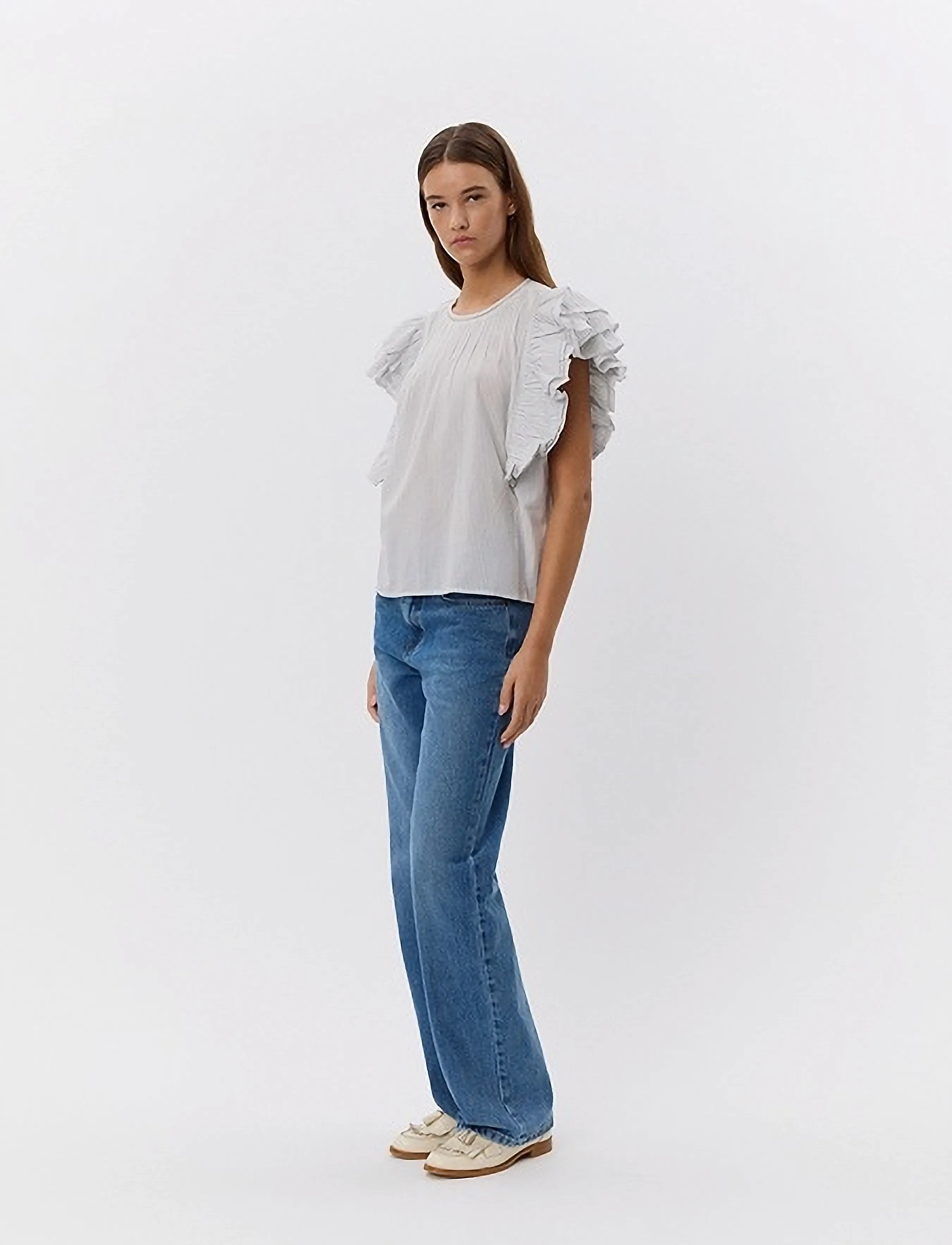 Sofie Schnoor - SAMARASW TOP - kortärmade blusar - off white - navy - 4