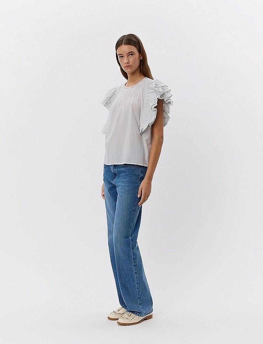 Sofie Schnoor - SAMARASW TOP - kurzärmelige blusen - off white - navy - 4