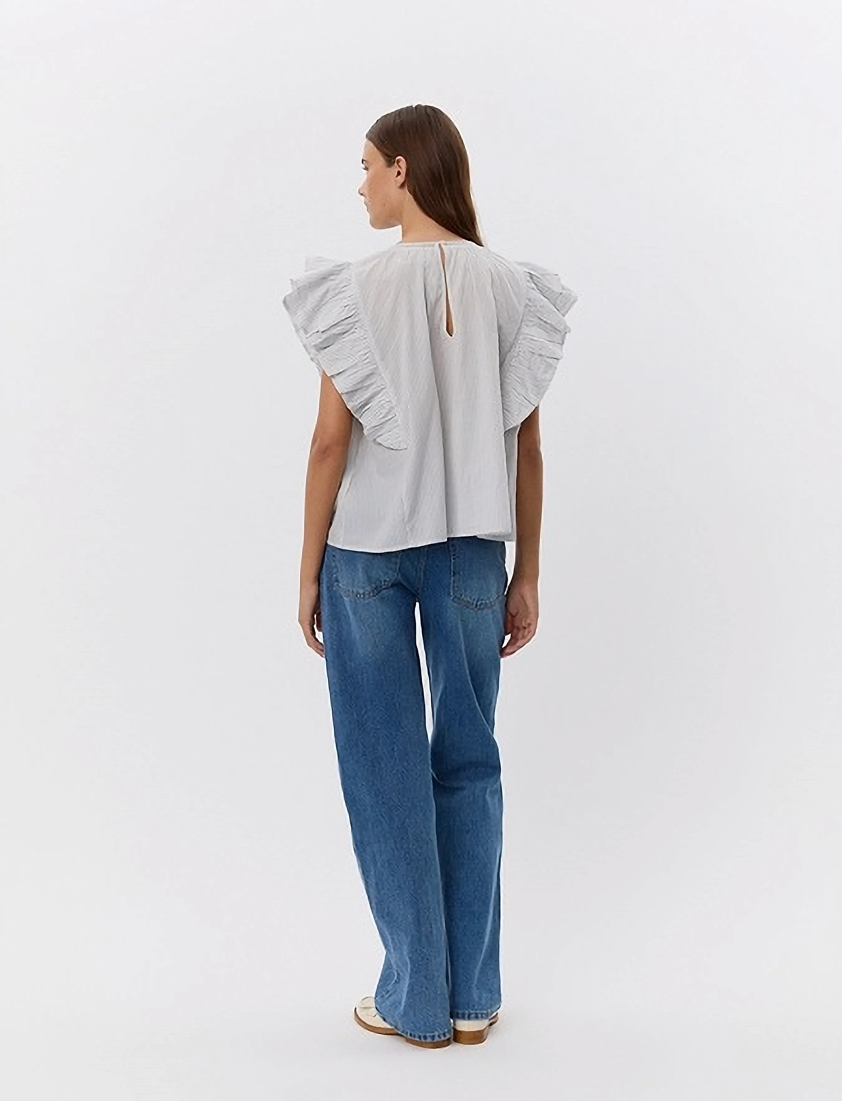 Sofie Schnoor - SAMARASW TOP - kortärmade blusar - off white - navy - 5