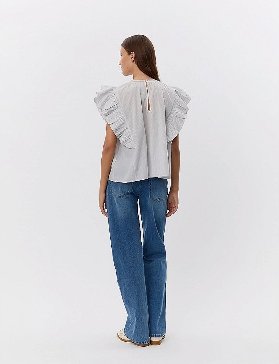 Sofie Schnoor - SAMARASW TOP - kurzärmelige blusen - off white - navy - 5