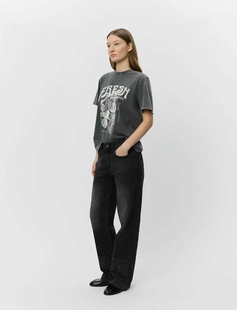 Sofie Schnoor - ZENASW T-SHIRT - t-shirts - stone washed black - 3