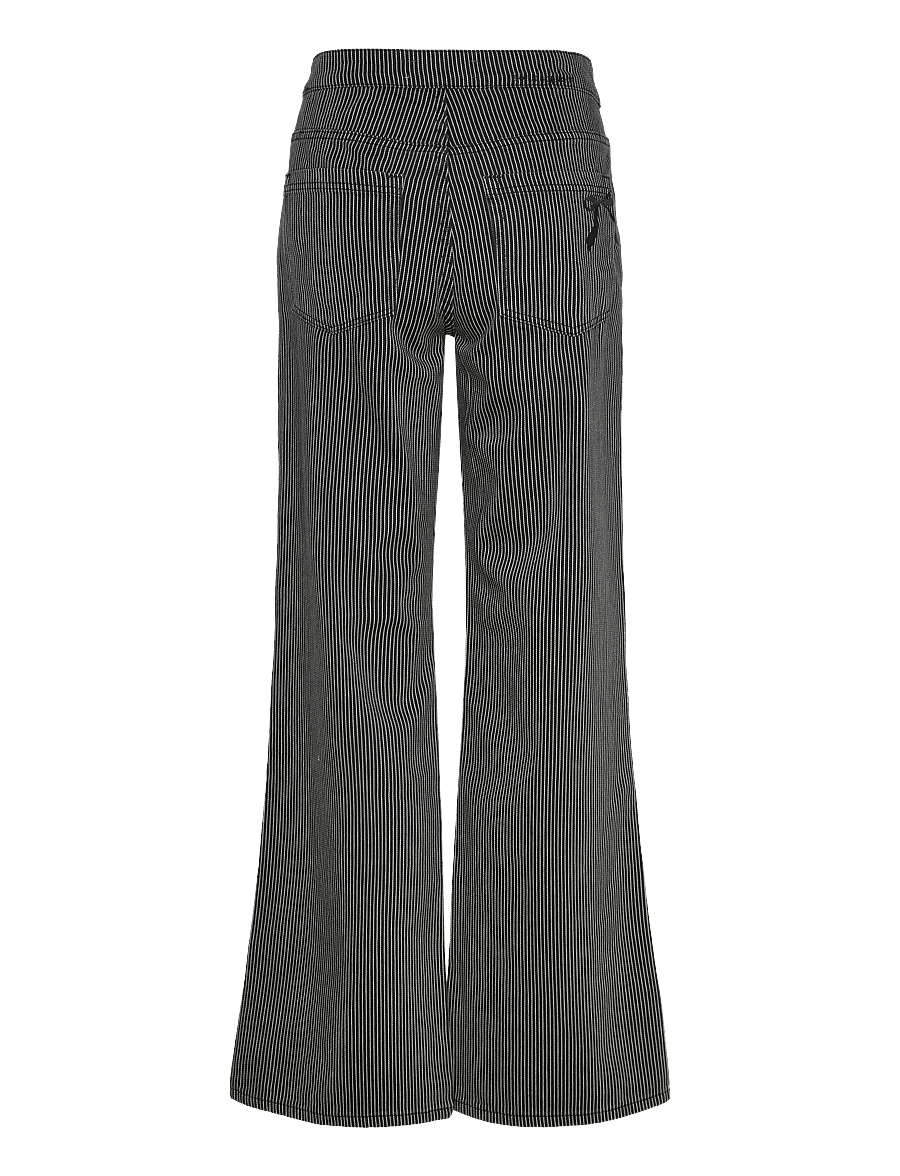 Sofie Schnoor - LYONSW TROUSERS - laia säärega püksid - black striped - 1