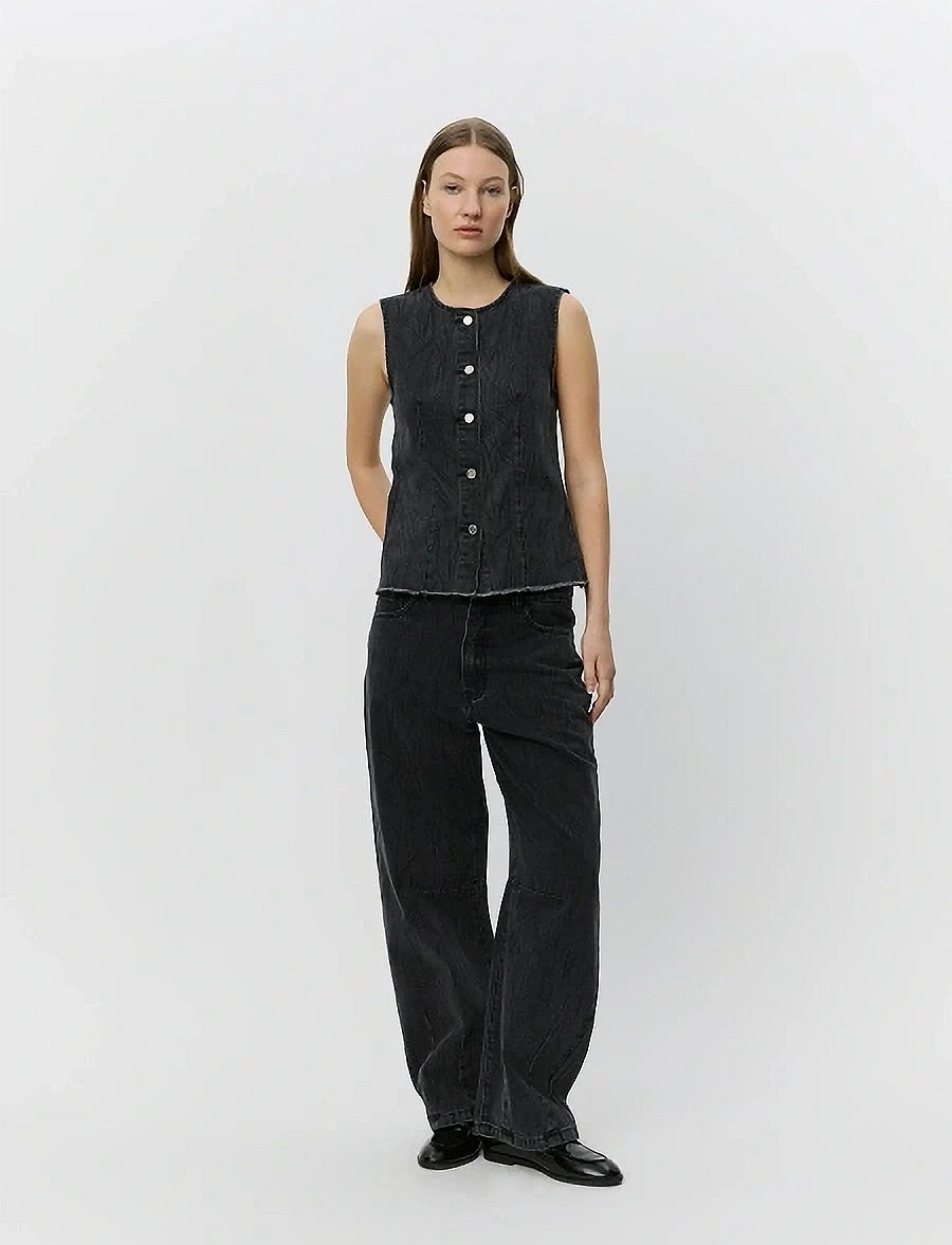 Sofie Schnoor - HAVANASW JEANS - hosen mit weitem bein - washed black - 0