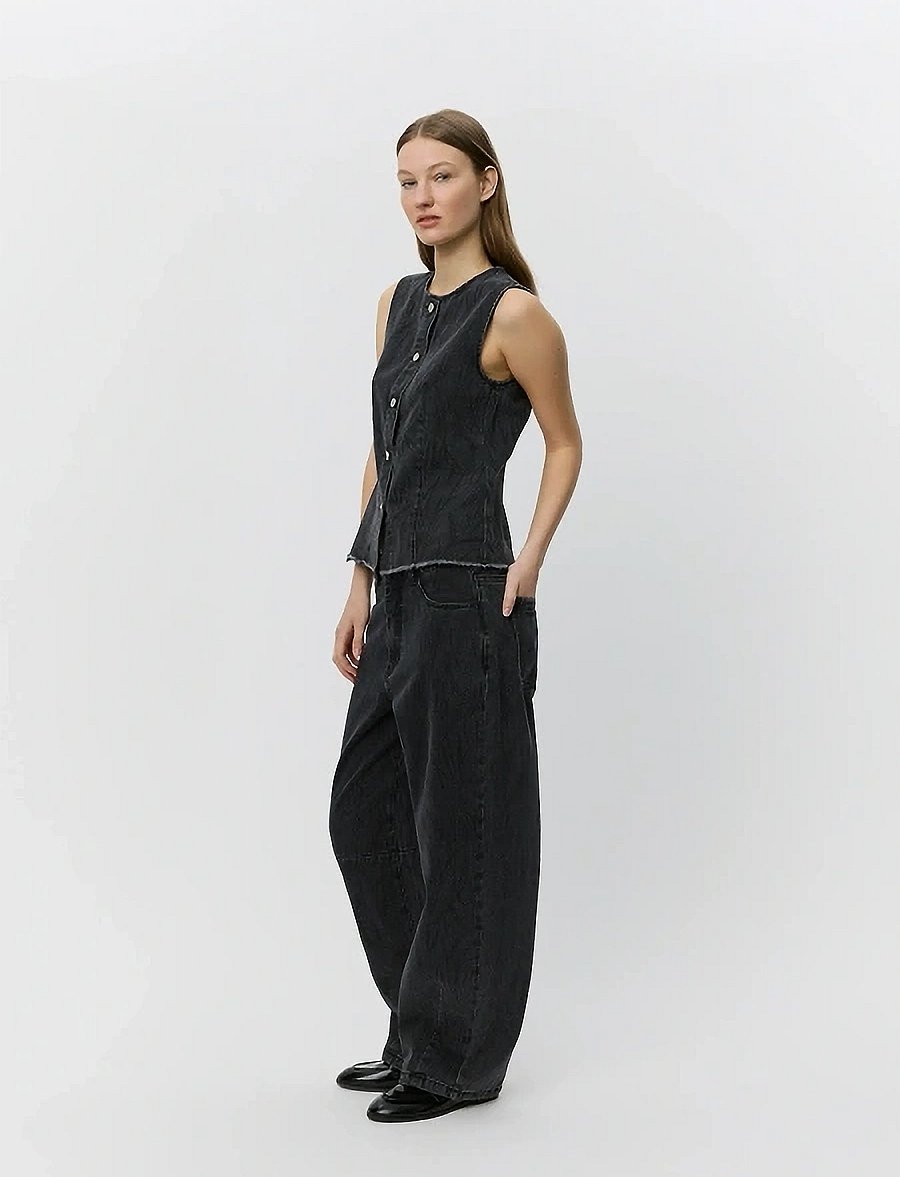 Sofie Schnoor - HAVANASW JEANS - hosen mit weitem bein - washed black - 3