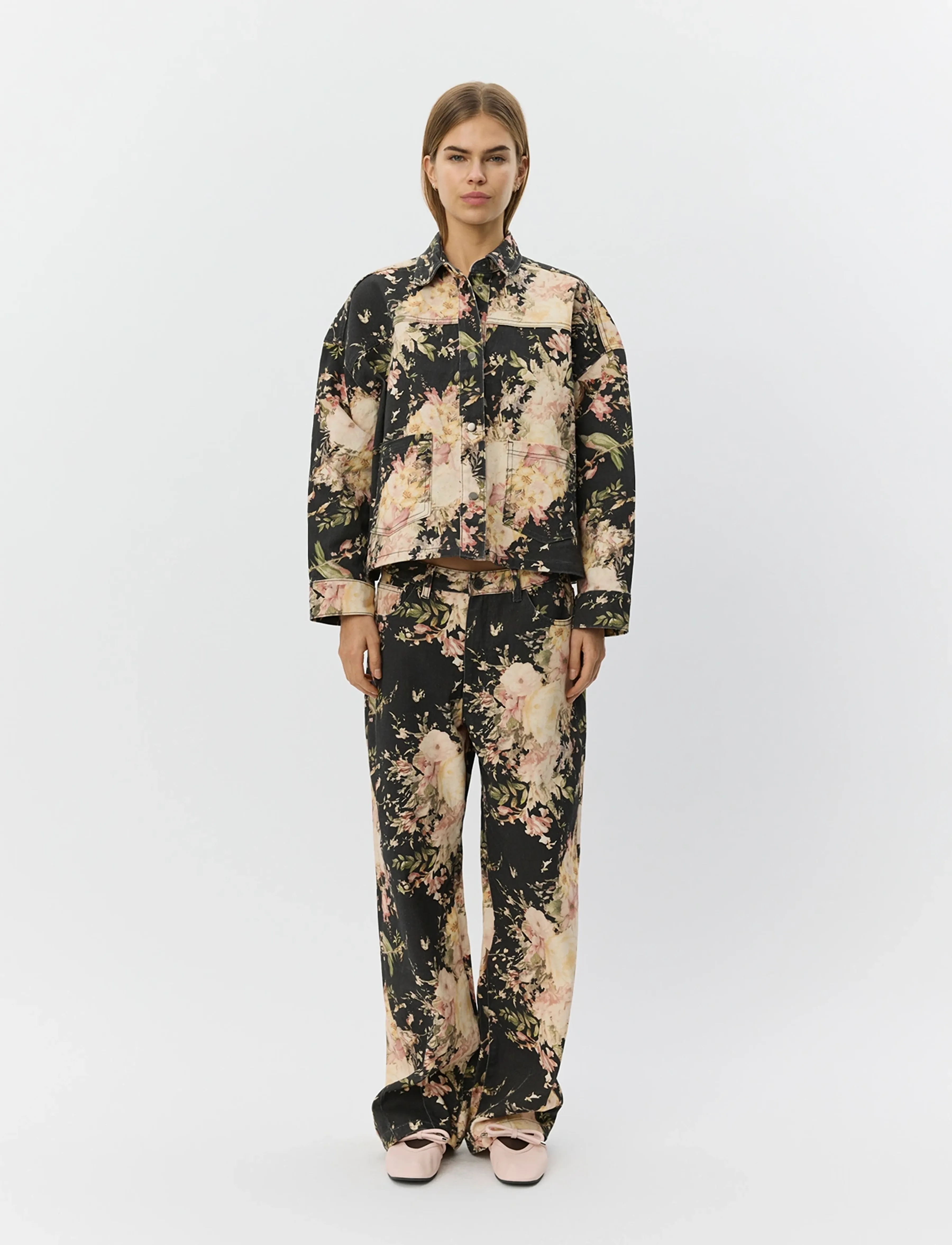 Sofie Schnoor AMAYASW BOXY DENIM JACKET - Transitional Layering - FLOWER MIX / multi