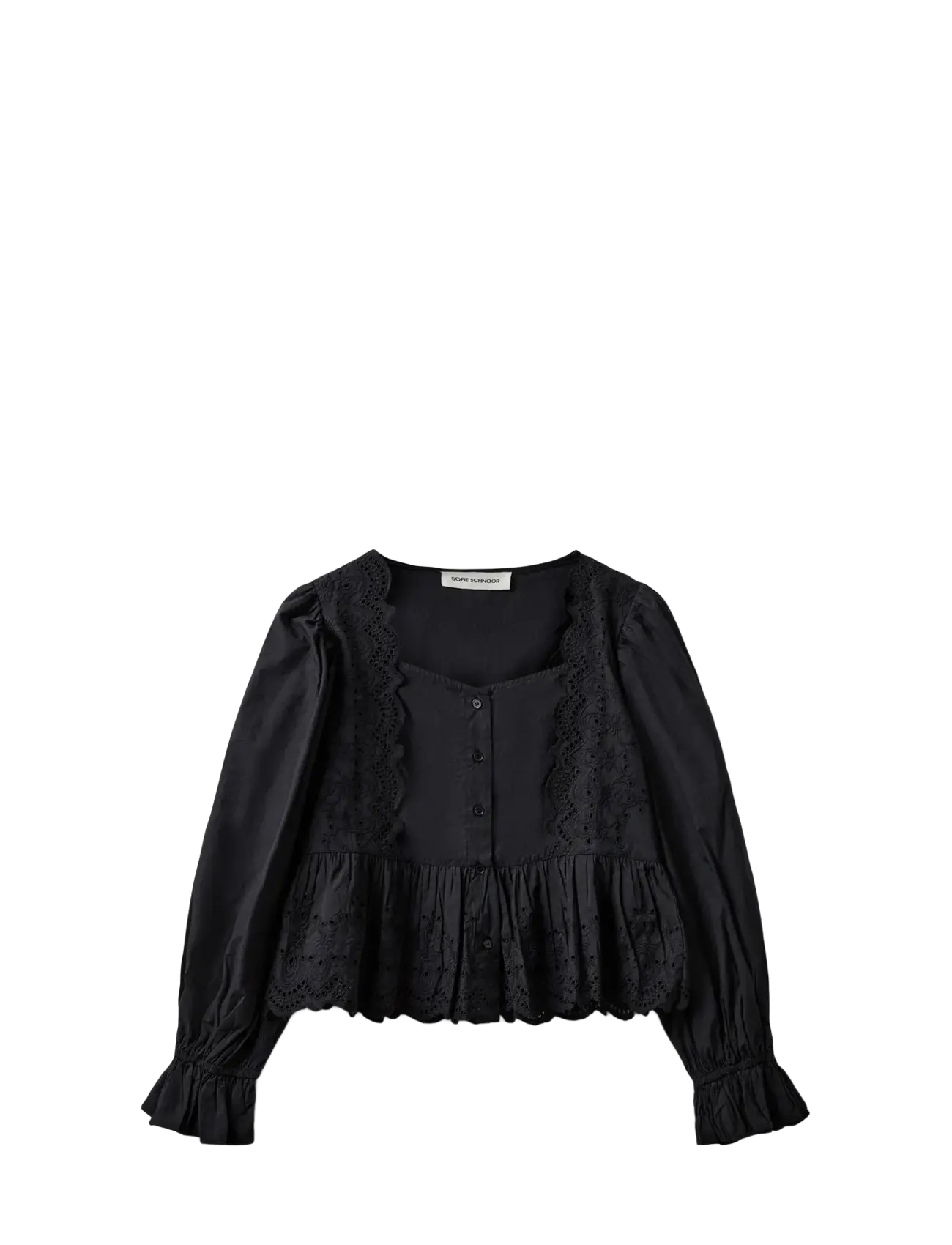ARIASW BRODERIE ANGLAISE SHIRT - BLACK