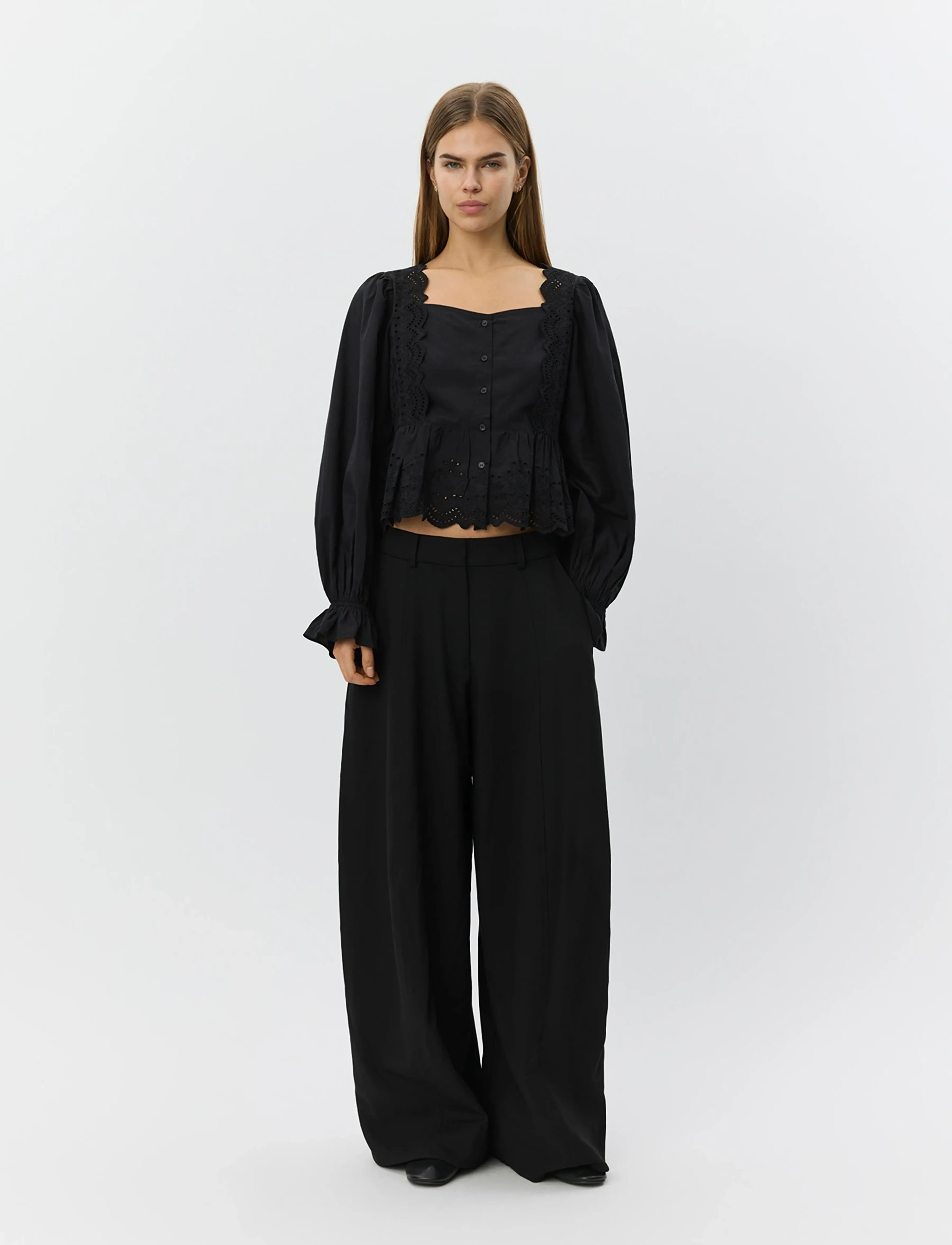 Sofie Schnoor - ARIASW BRODERIE ANGLAISE SHIRT - palaidinės ilgomis rankovėmis - black - 4