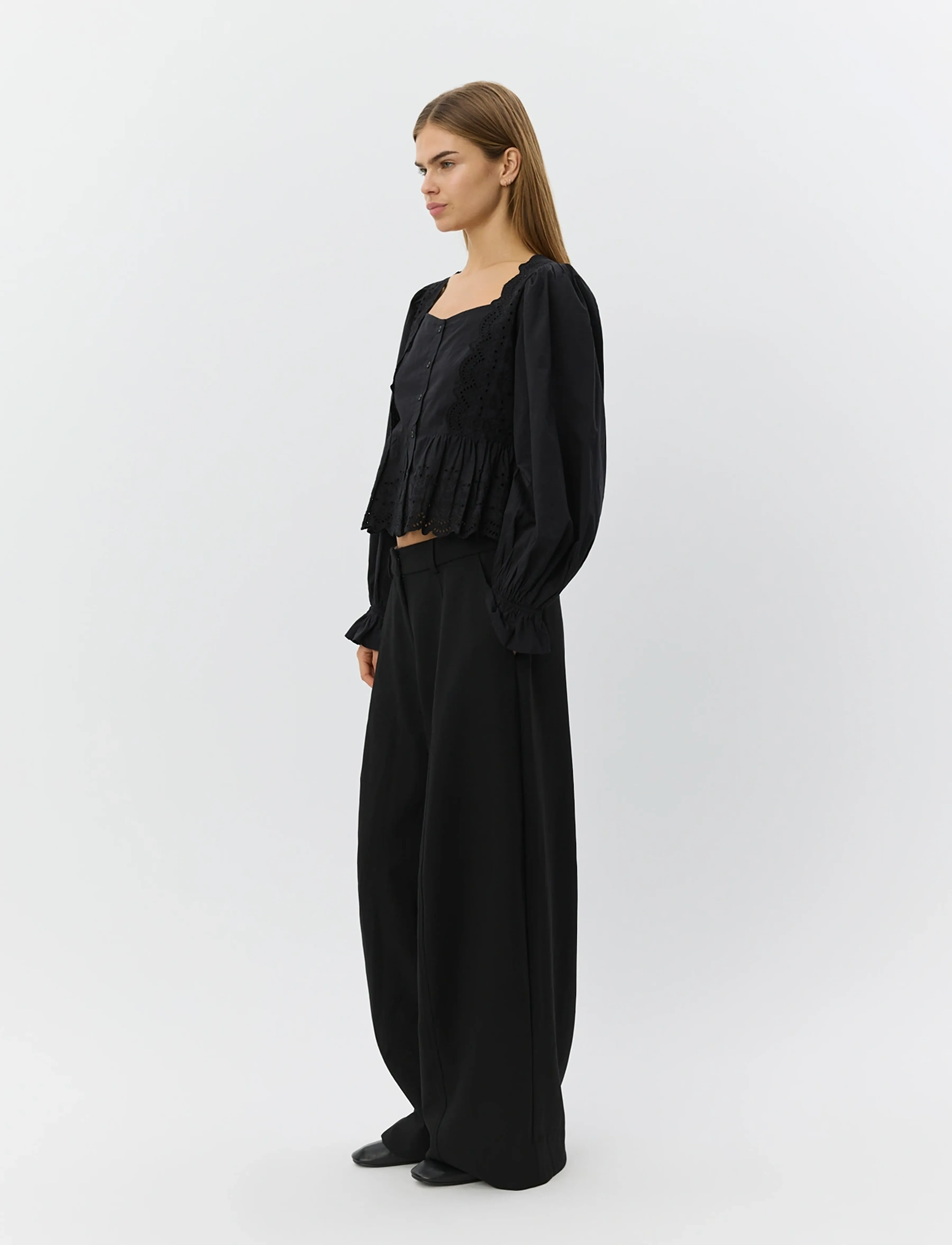 Sofie Schnoor - ARIASW BRODERIE ANGLAISE SHIRT - palaidinės ilgomis rankovėmis - black - 5