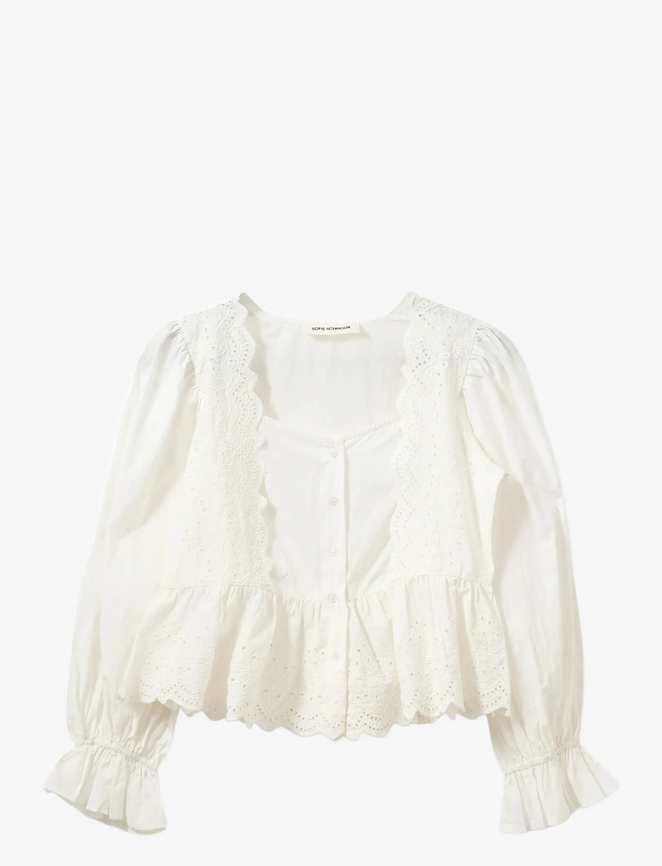 Sofie Schnoor - ARIASW BRODERIE ANGLAISE SHIRT - long sleeved blouses - off white - 1