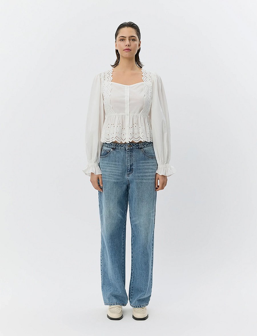 Sofie Schnoor - ARIASW BRODERIE ANGLAISE SHIRT - pikkade varrukatega pluusid - off white - 0