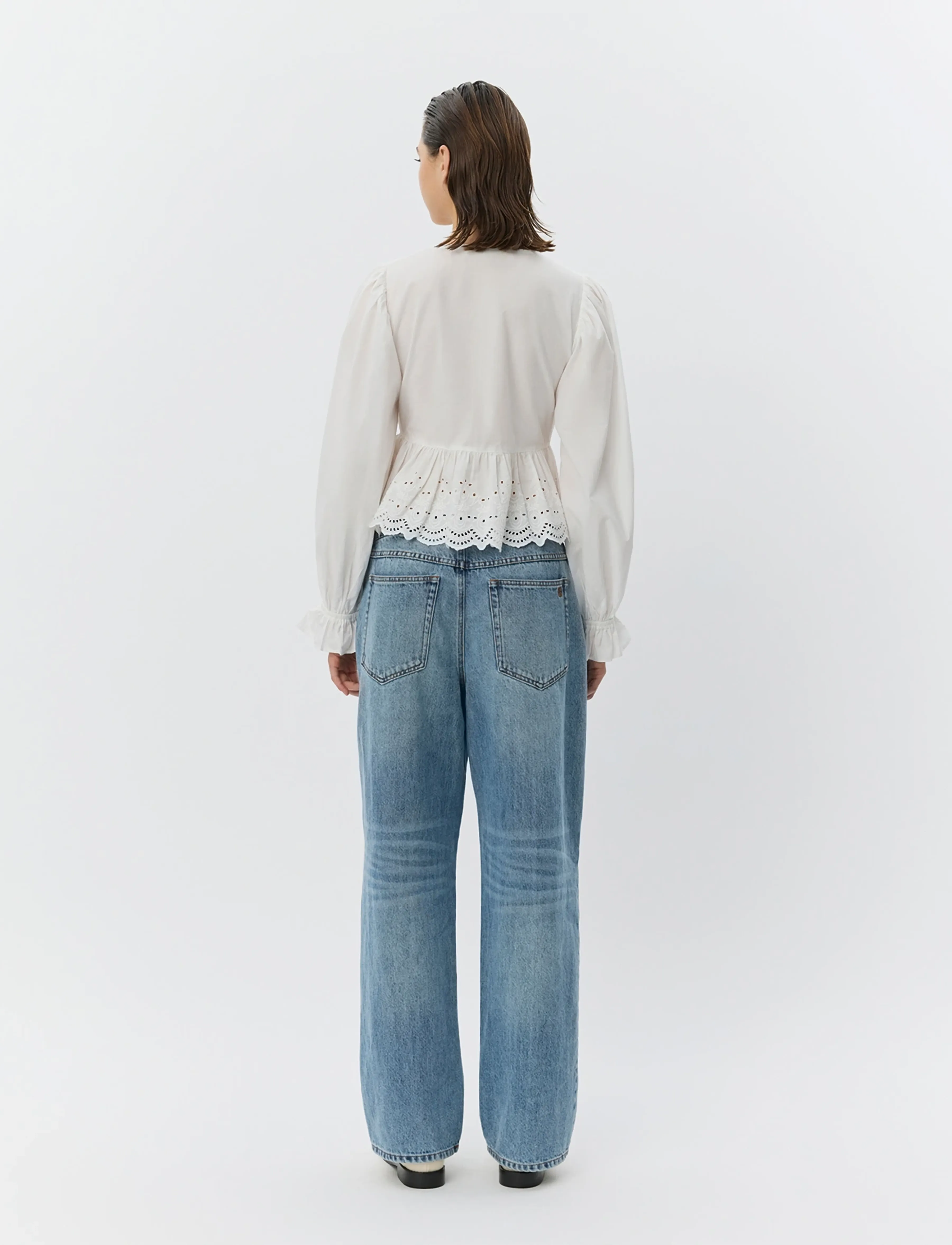 Sofie Schnoor - ARIASW BRODERIE ANGLAISE SHIRT - langærmede bluser - off white - 5