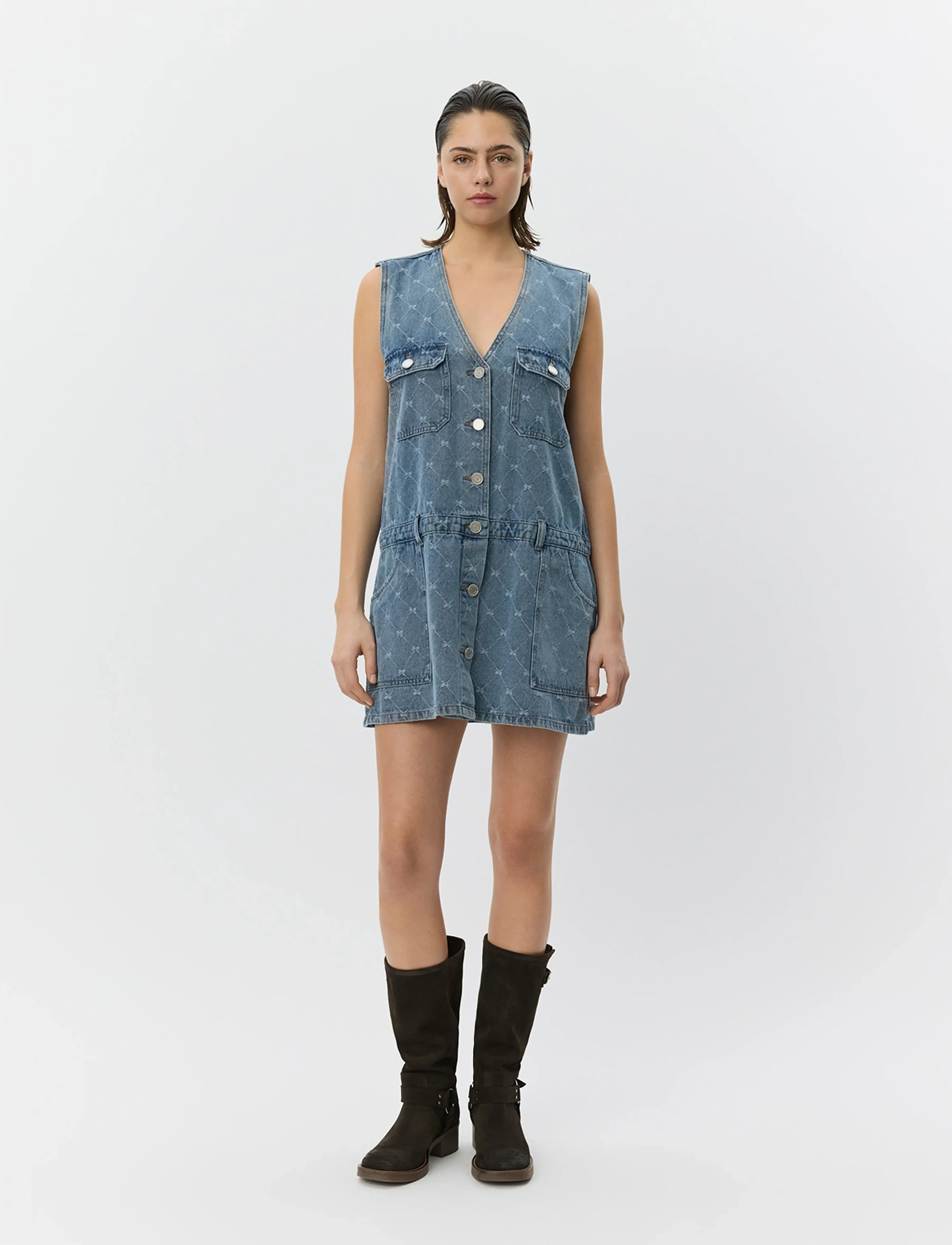 Sofie Schnoor Albertinesw Denim Mini Dress, 42, Blue, Kjoler > Jeans-Kjoler, Dame