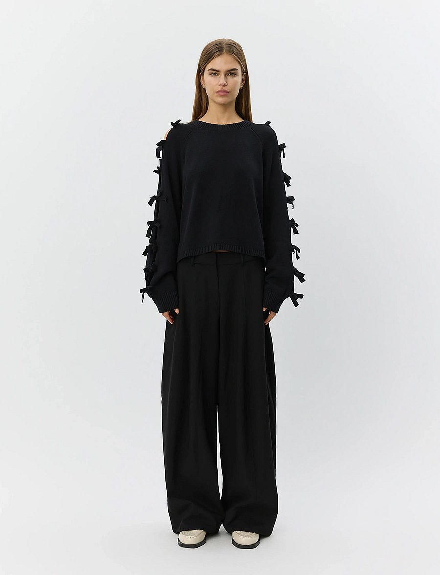 Sofie Schnoor - PERMELISW BOW KNIT SWEATER - pullover - black - 0
