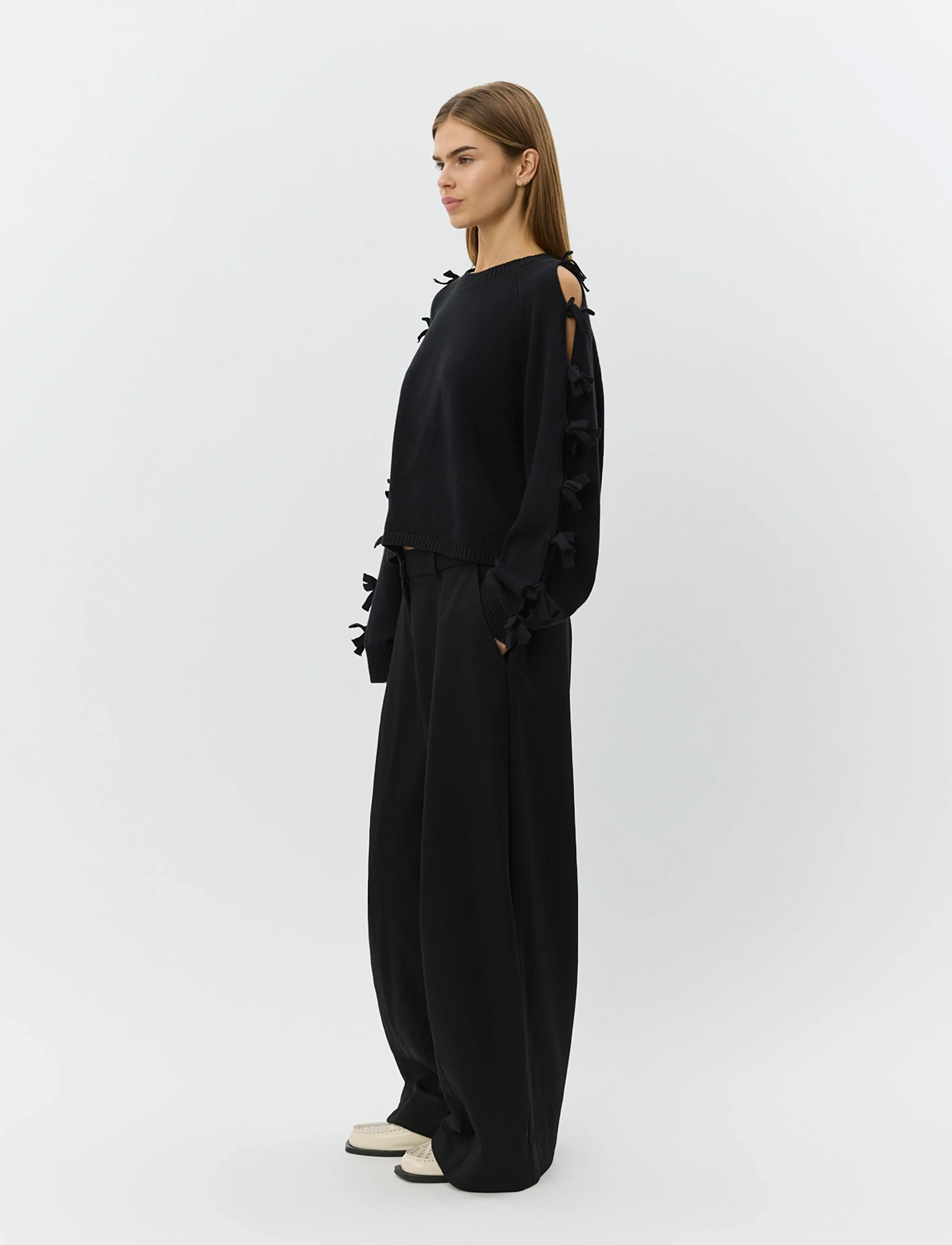 Sofie Schnoor - PERMELISW BOW KNIT SWEATER - tröjor - black - 3