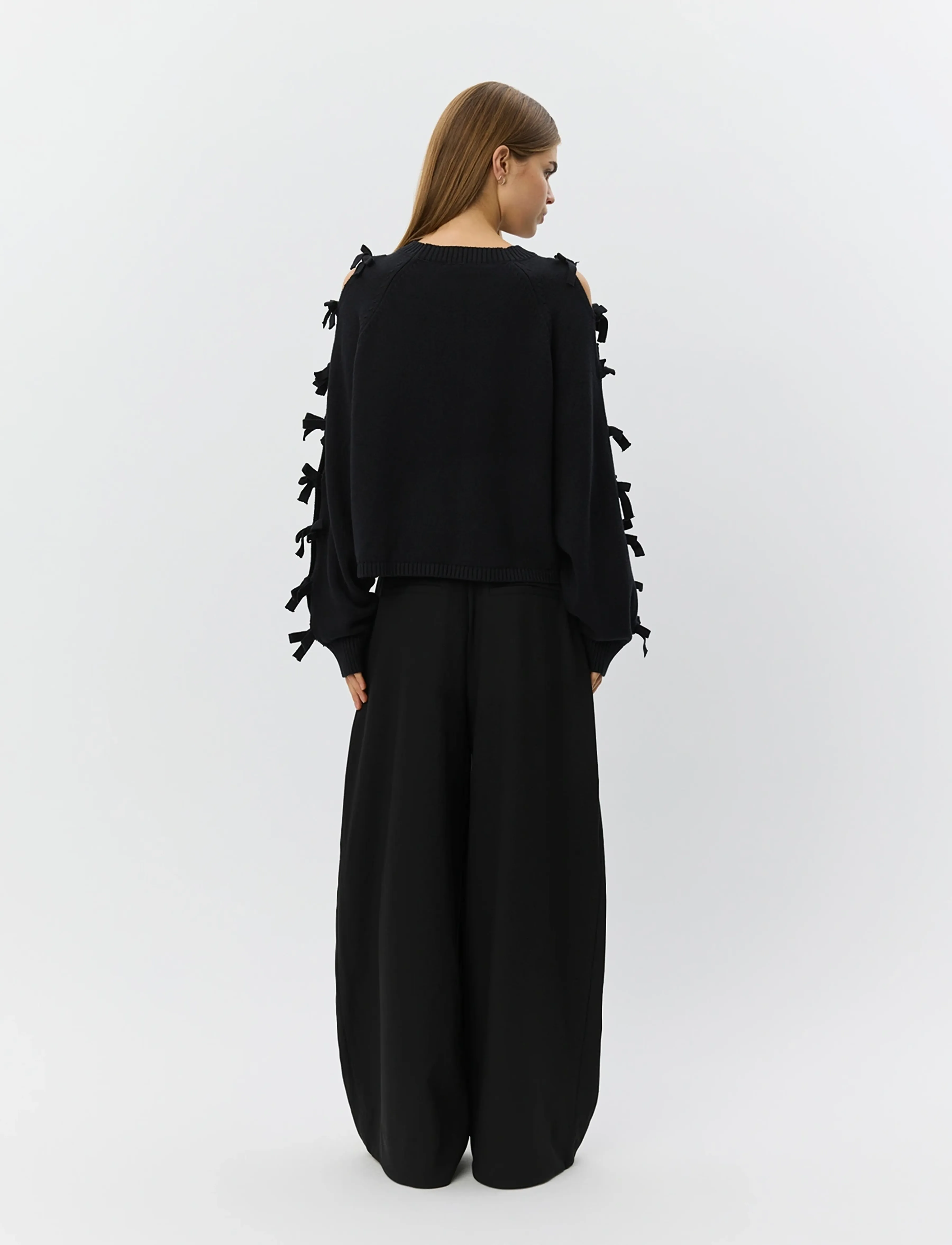 Sofie Schnoor - PERMELISW BOW KNIT SWEATER - tröjor - black - 4