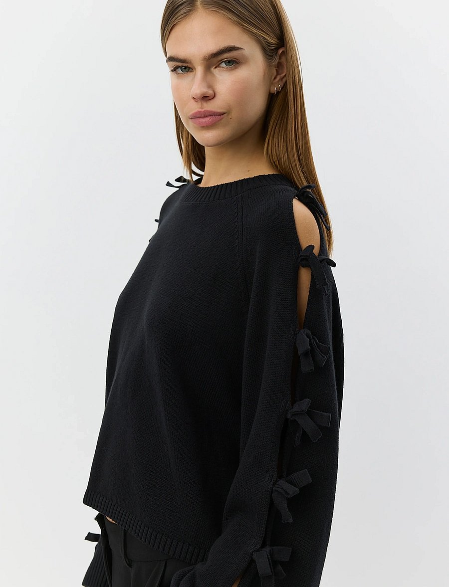 Sofie Schnoor - PERMELISW BOW KNIT SWEATER - pullover - black - 5